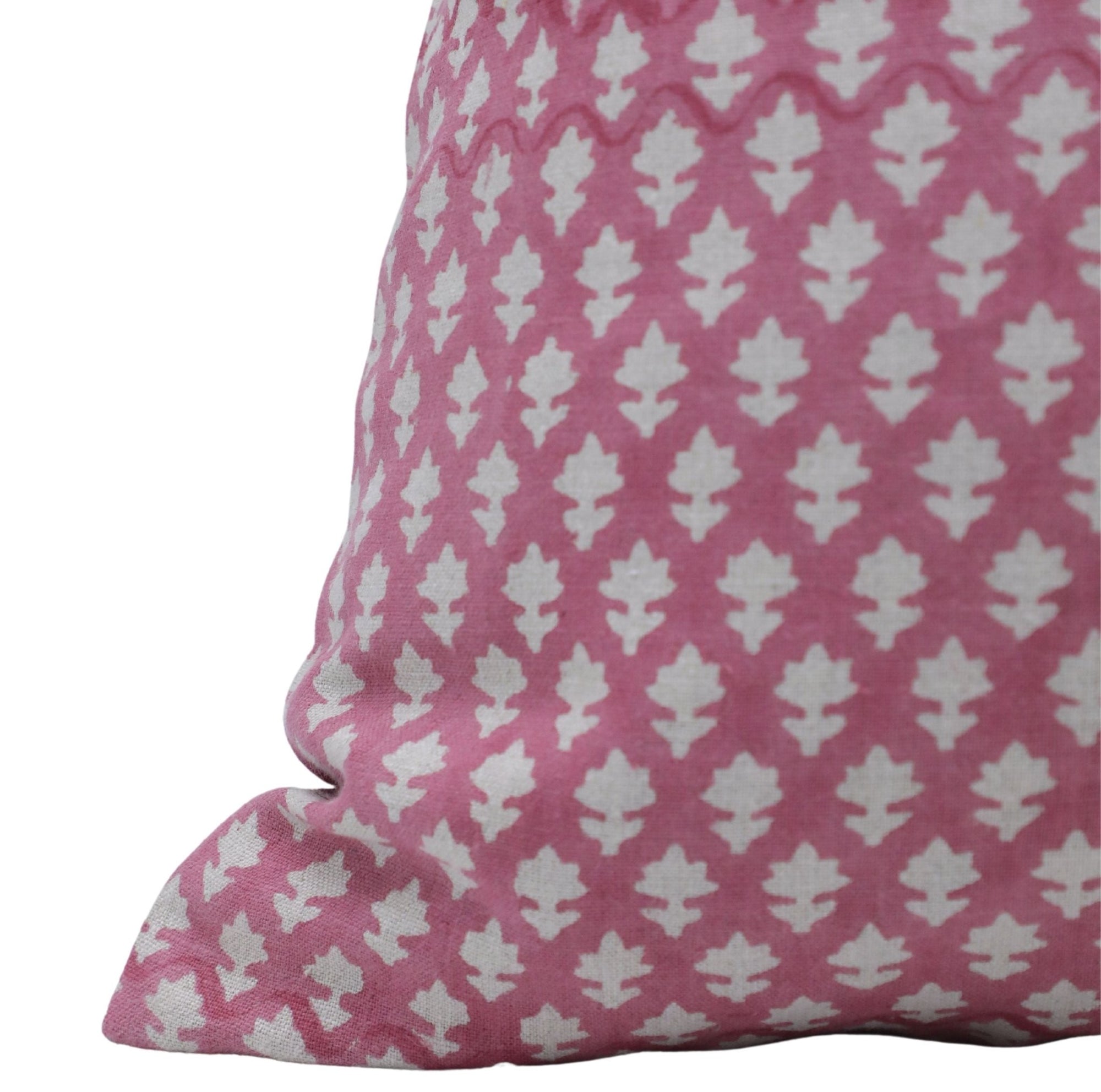 Square/Lumber block print pillow cover- Pure Linen- PINKCITY JAAL - Fabdivine