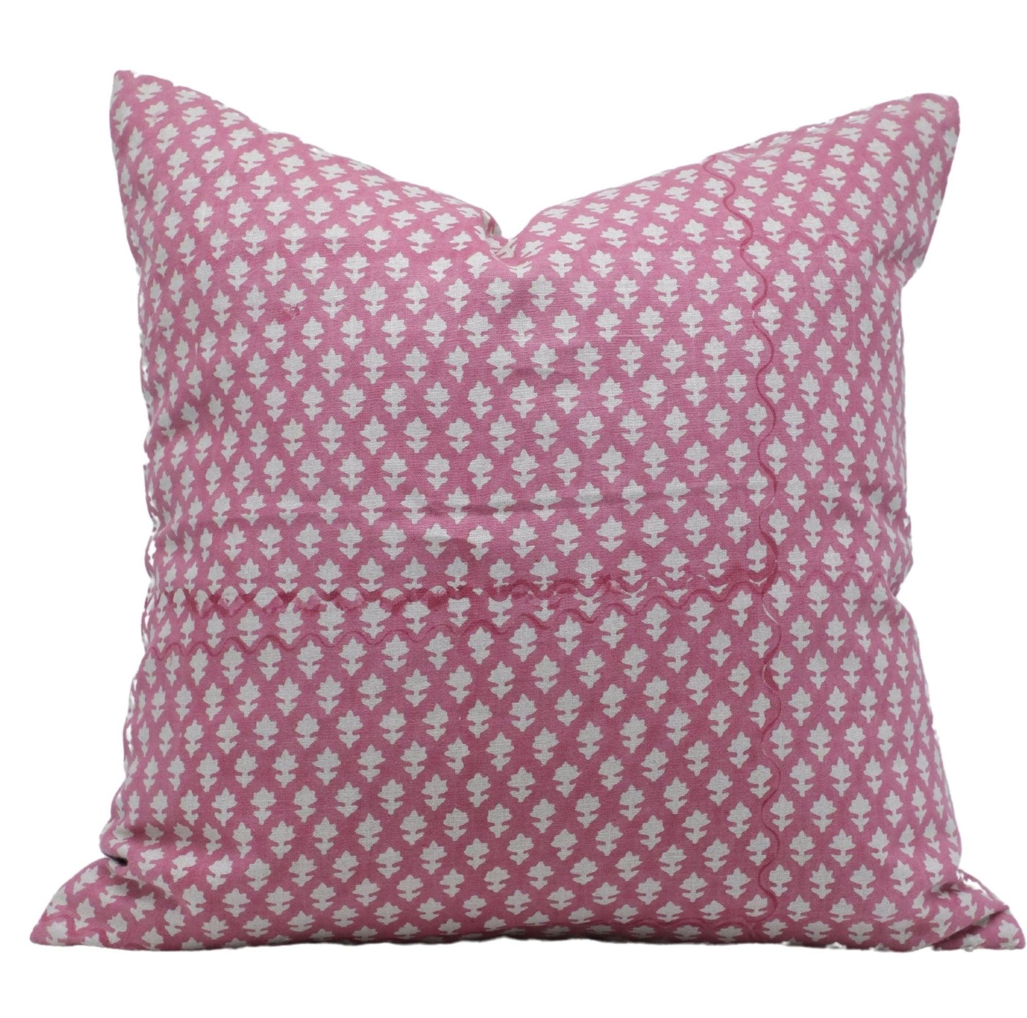 Square/Lumber block print pillow cover- Pure Linen- PINKCITY JAAL - Fabdivine