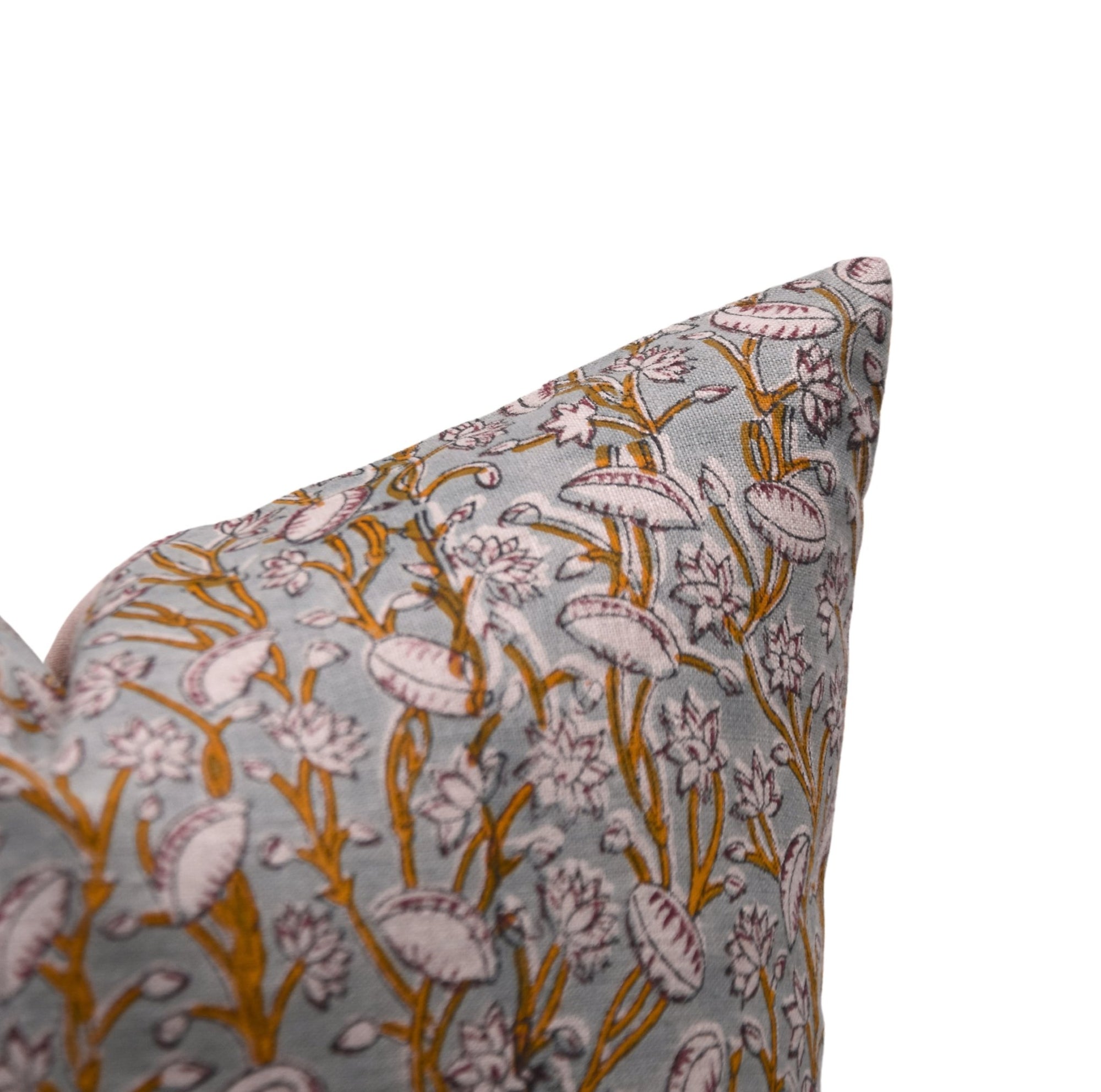 Block Print Pure Linen Pillow Cover - PISHTA - Fabdivine