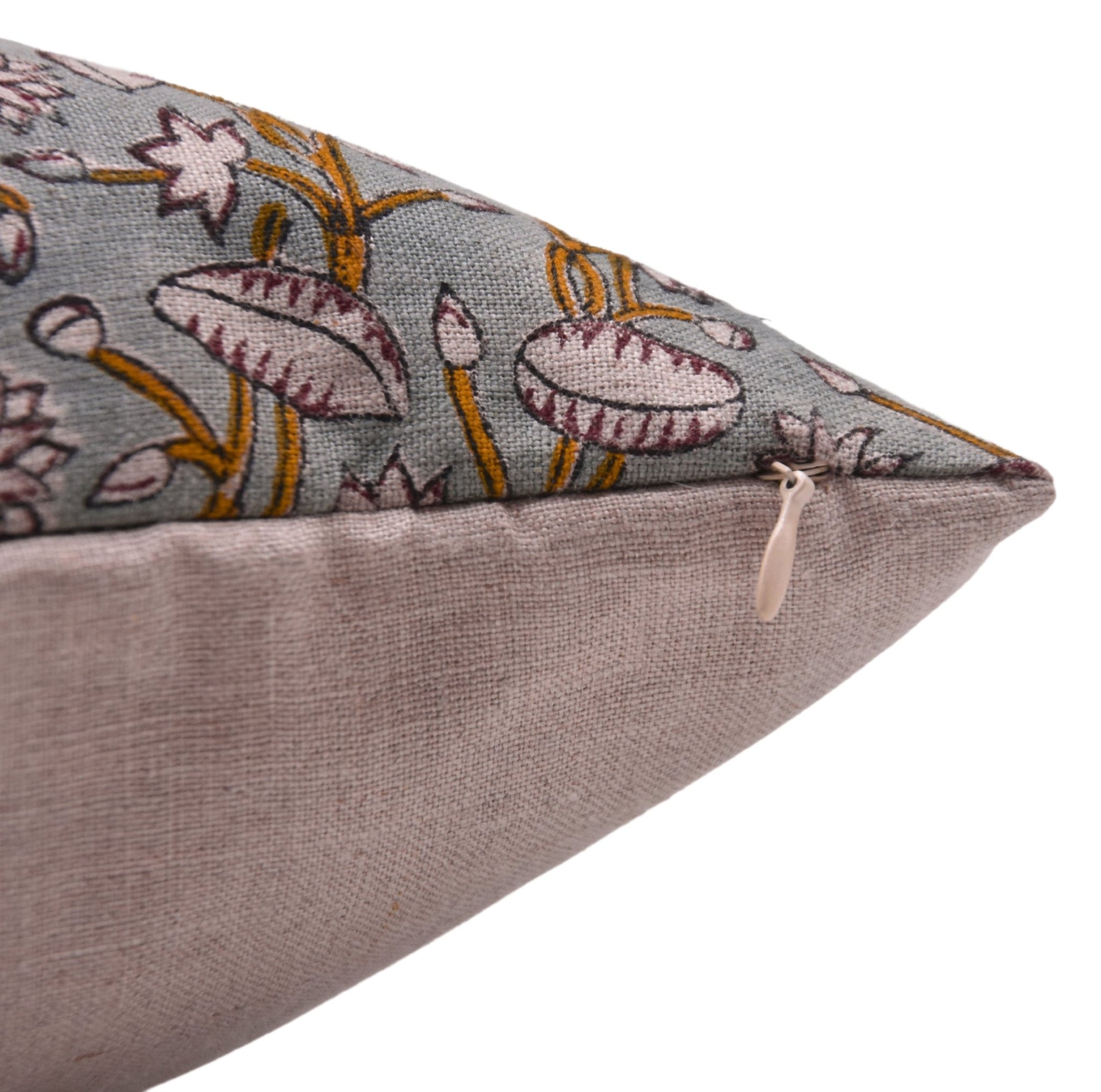 Block Print Pure Linen Pillow Cover - PISHTA - Fabdivine