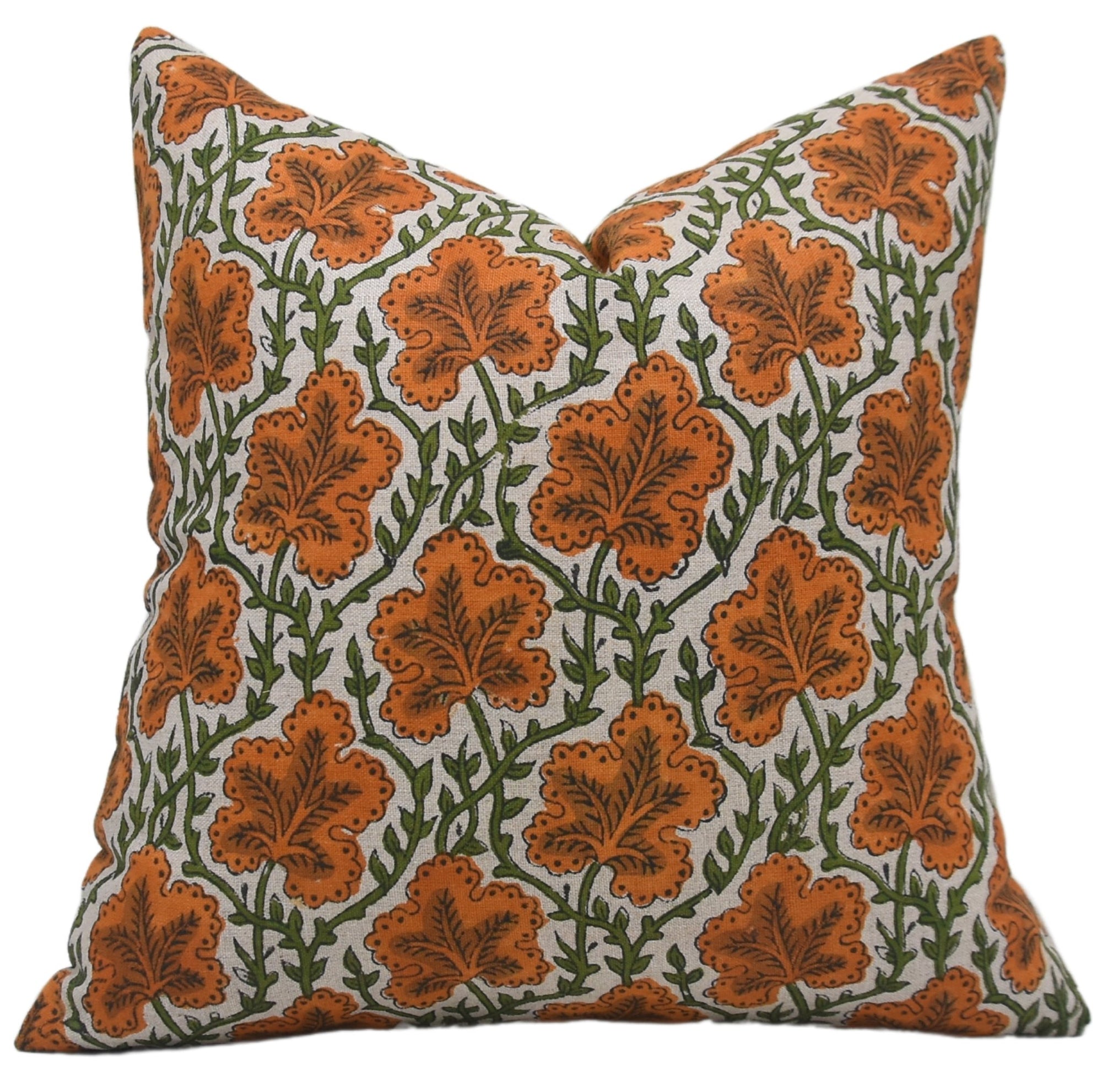 Block Print Pure Linen Pillow Cover - PUSHP SAMHITA - Fabdivine