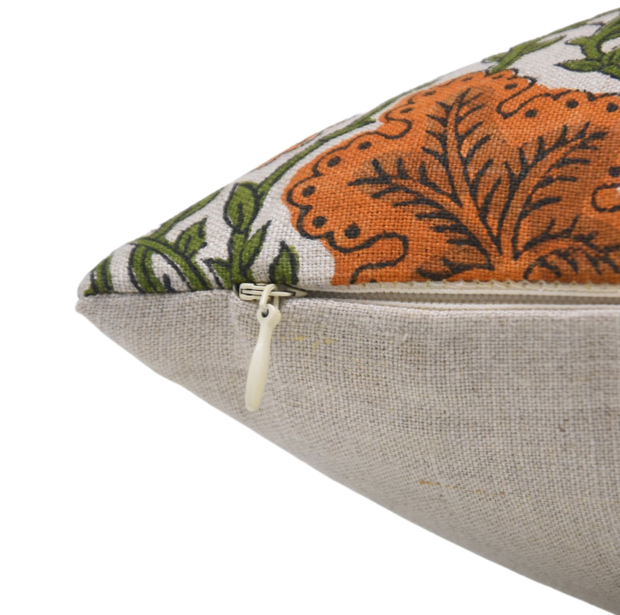 Block Print Pure Linen Pillow Cover - PUSHP SAMHITA - Fabdivine