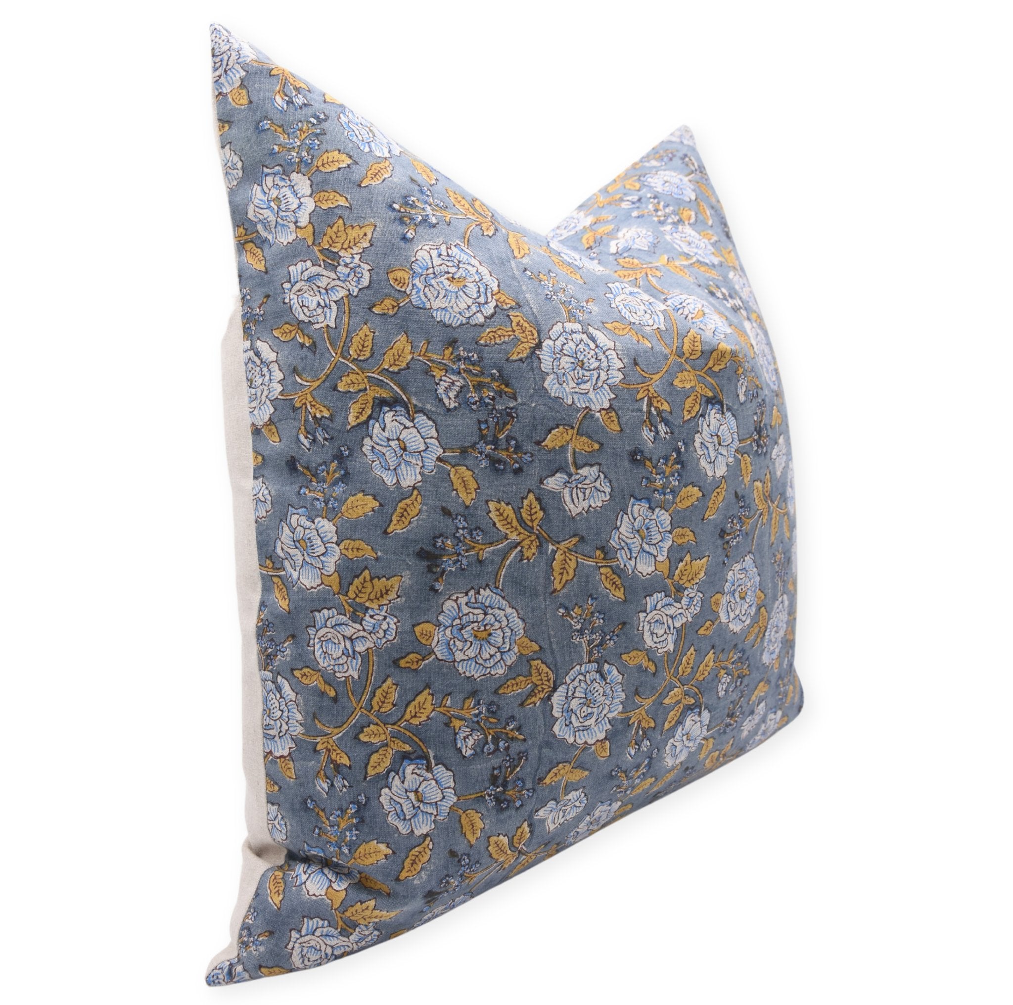 Lumber block print pillow cover- thick linen- RAMESHWARAM - Fabdivine