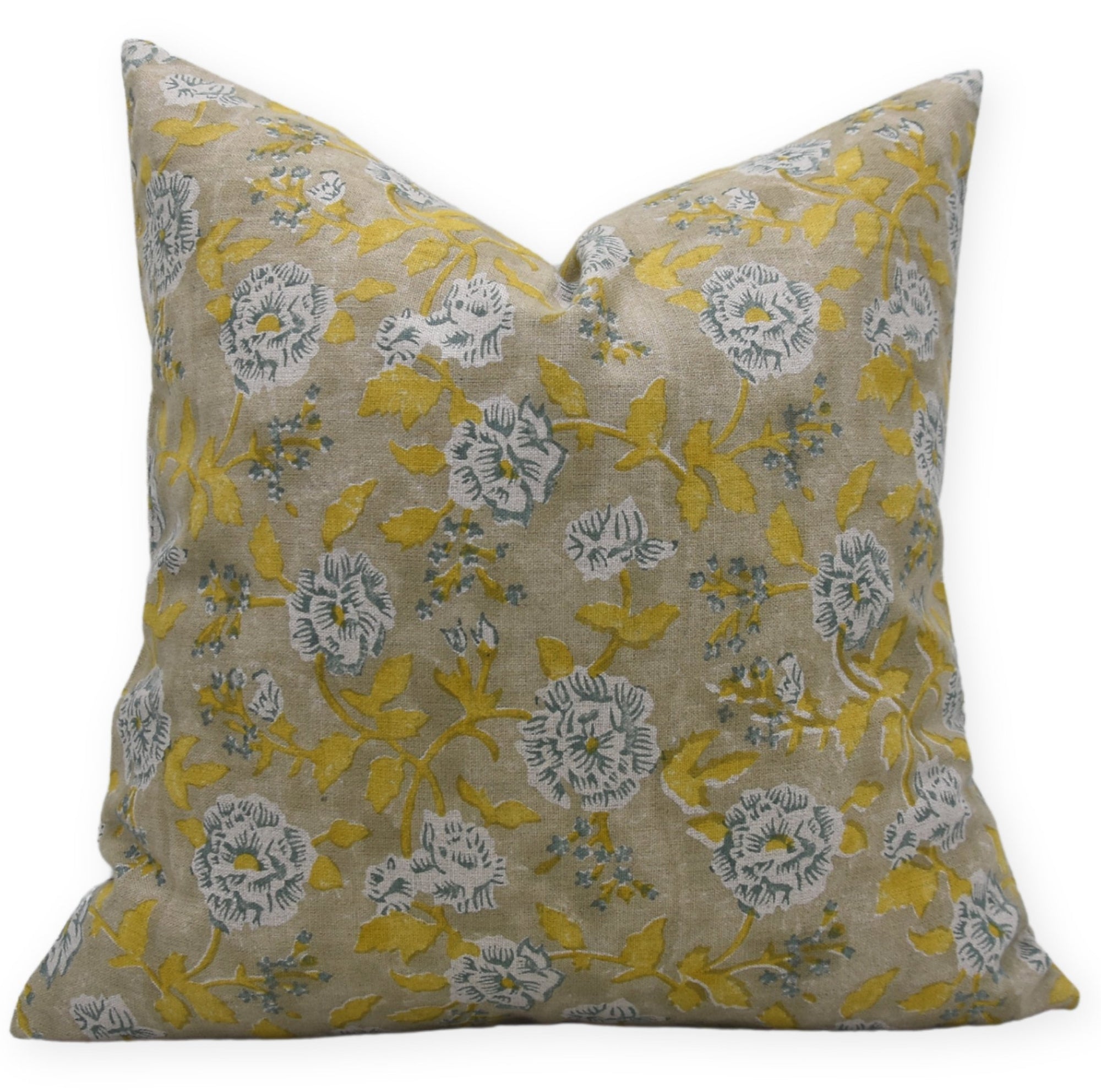 Block Print Pure Linen Pillow Cover - RAMESHWARAM - Fabdivine