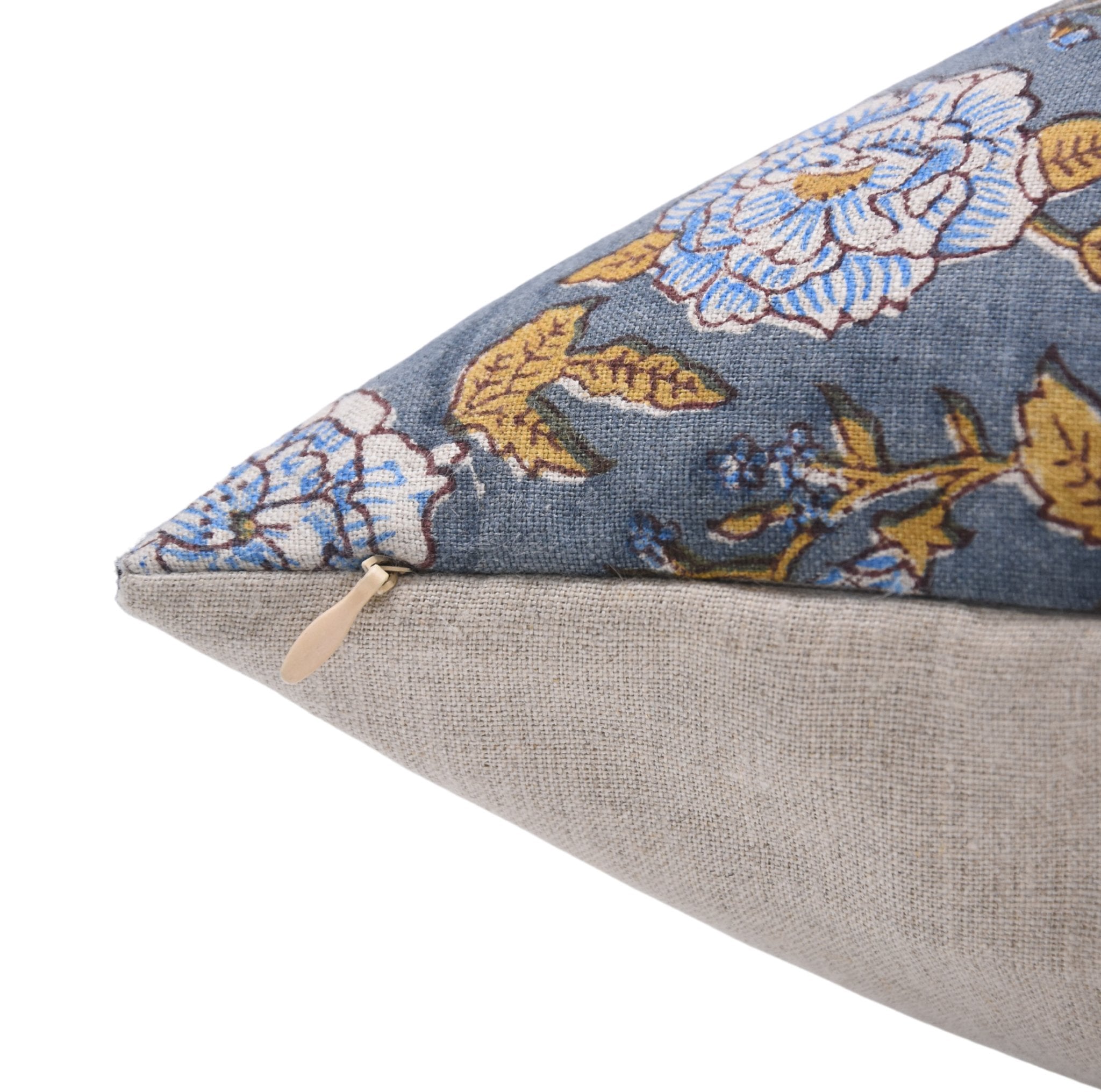 Lumber block print pillow cover- thick linen- RAMESHWARAM - Fabdivine