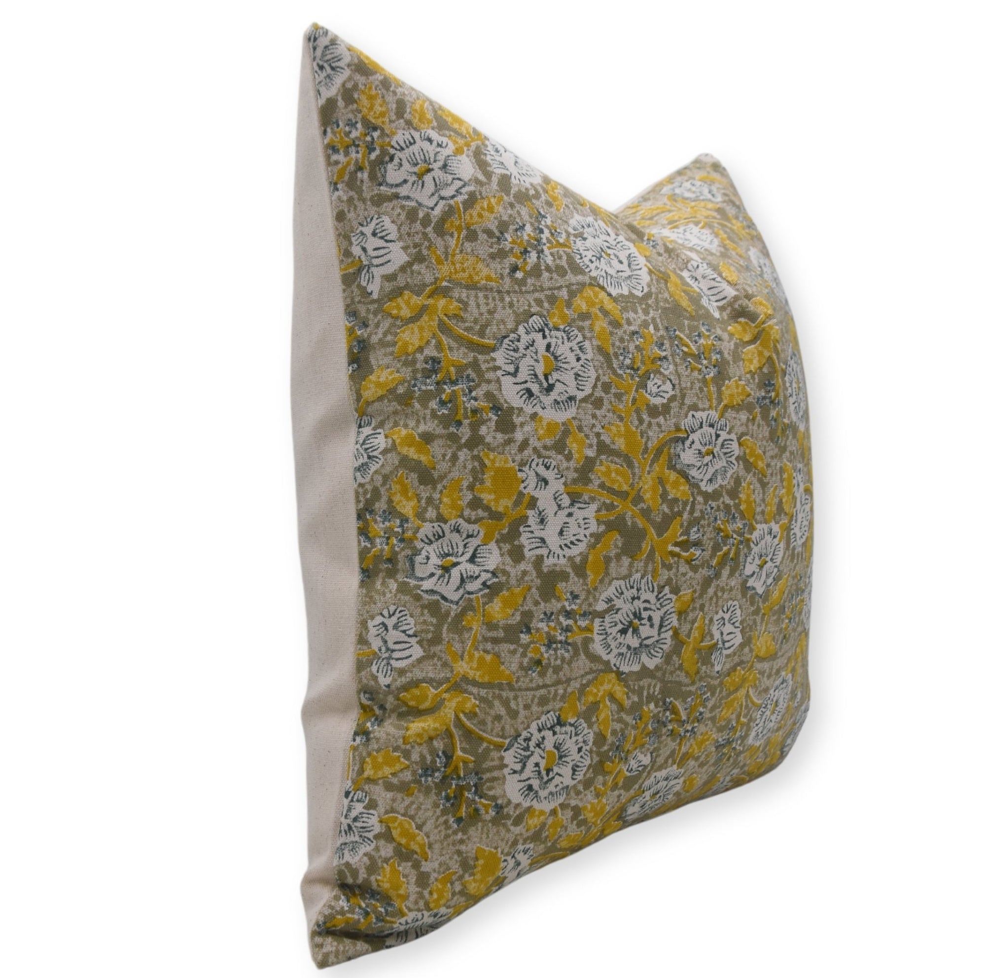 Block Print Pure Linen Pillow Cover - RAMESHWARAM - Fabdivine