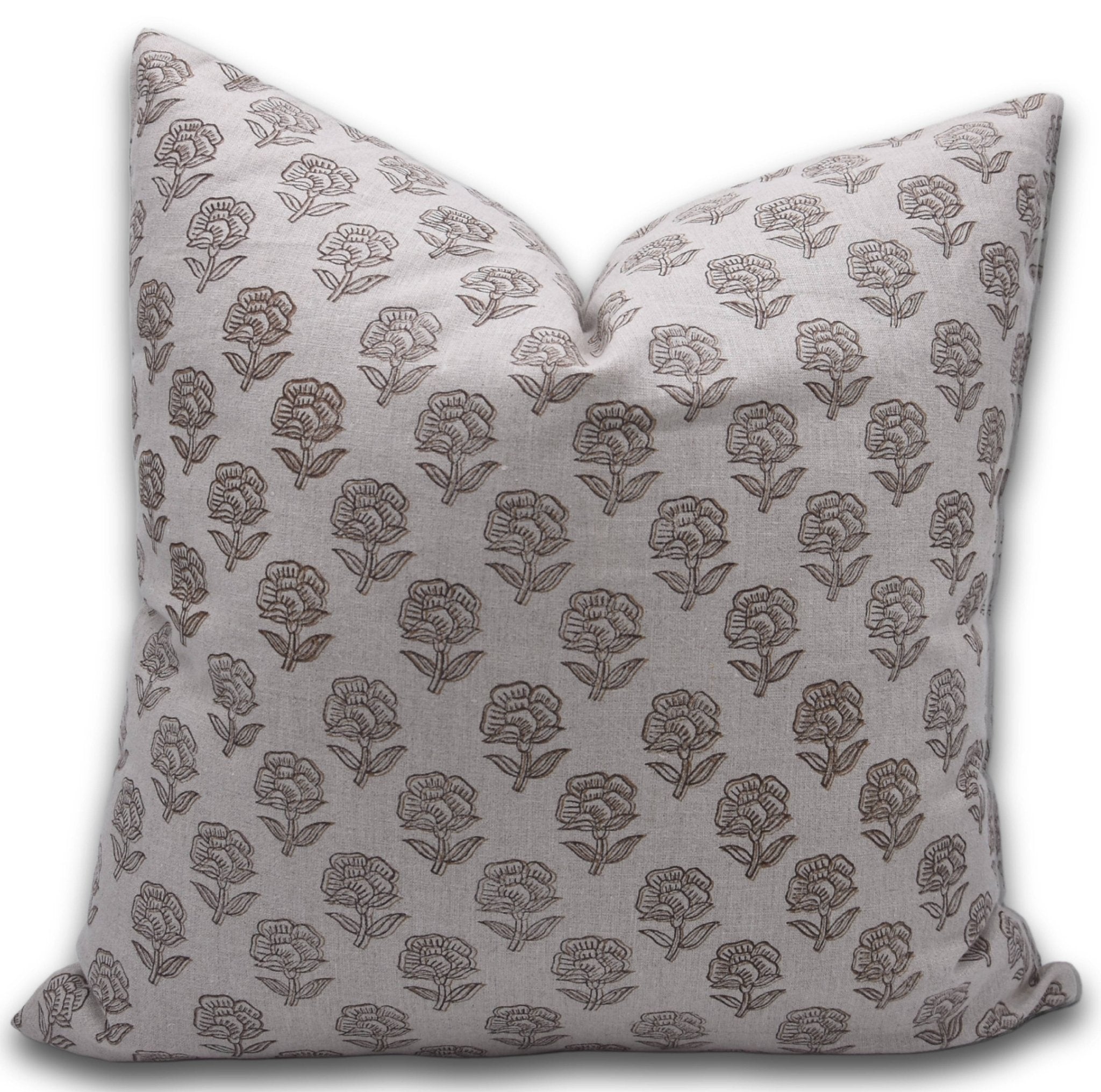 Block Print Pure Linen Pillow Cover - ROHINI - Fabdivine