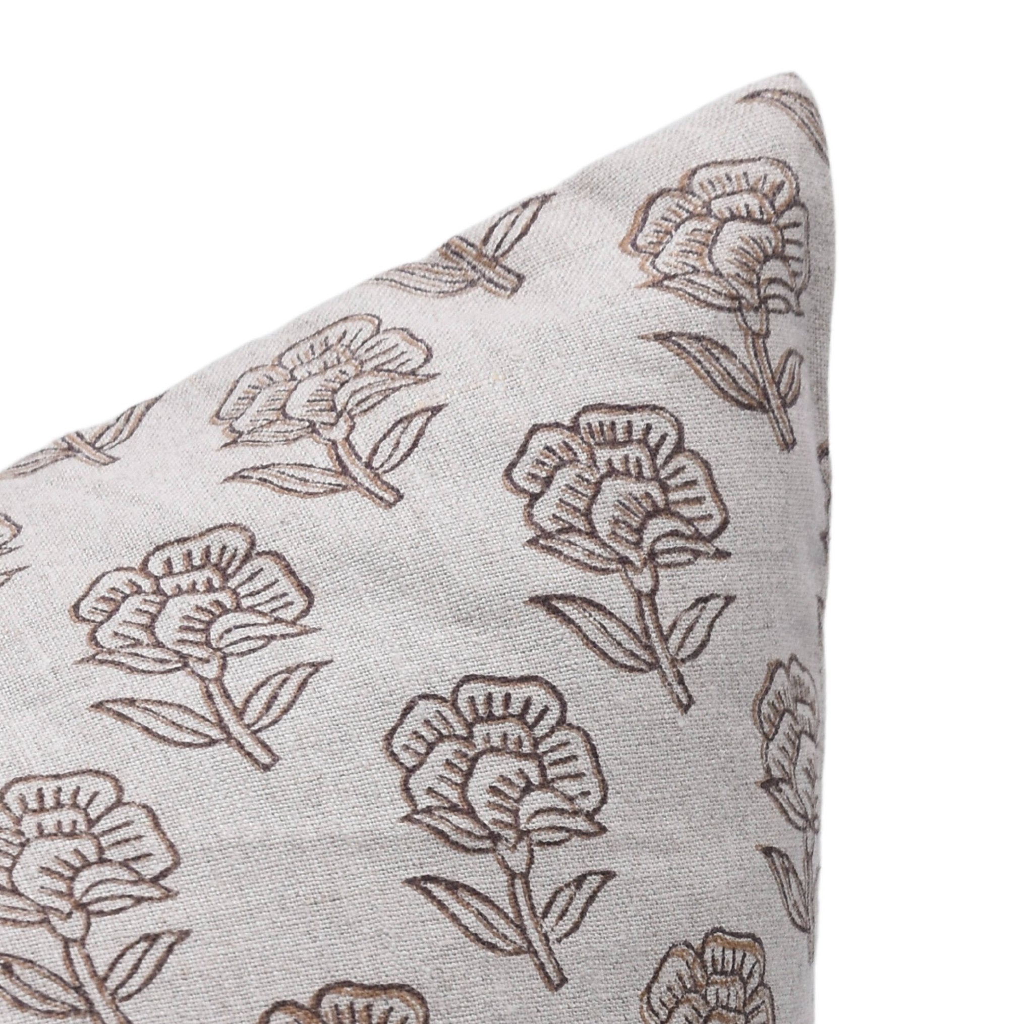 Block Print Pure Linen Pillow Cover - ROHINI - Fabdivine