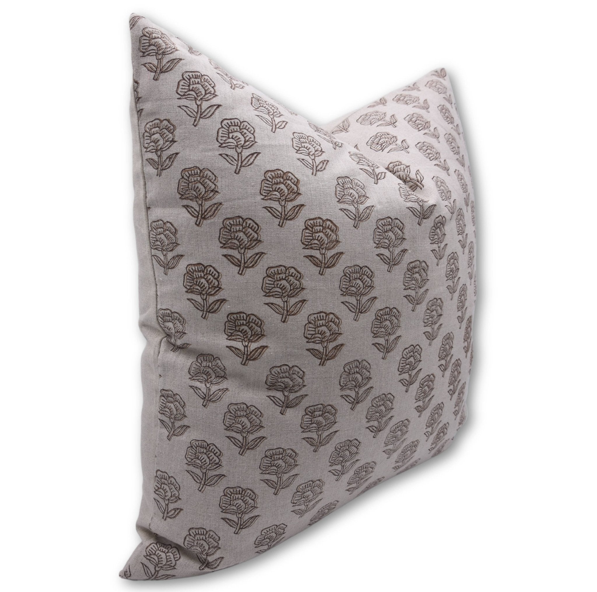 Block Print Pure Linen Pillow Cover - ROHINI - Fabdivine