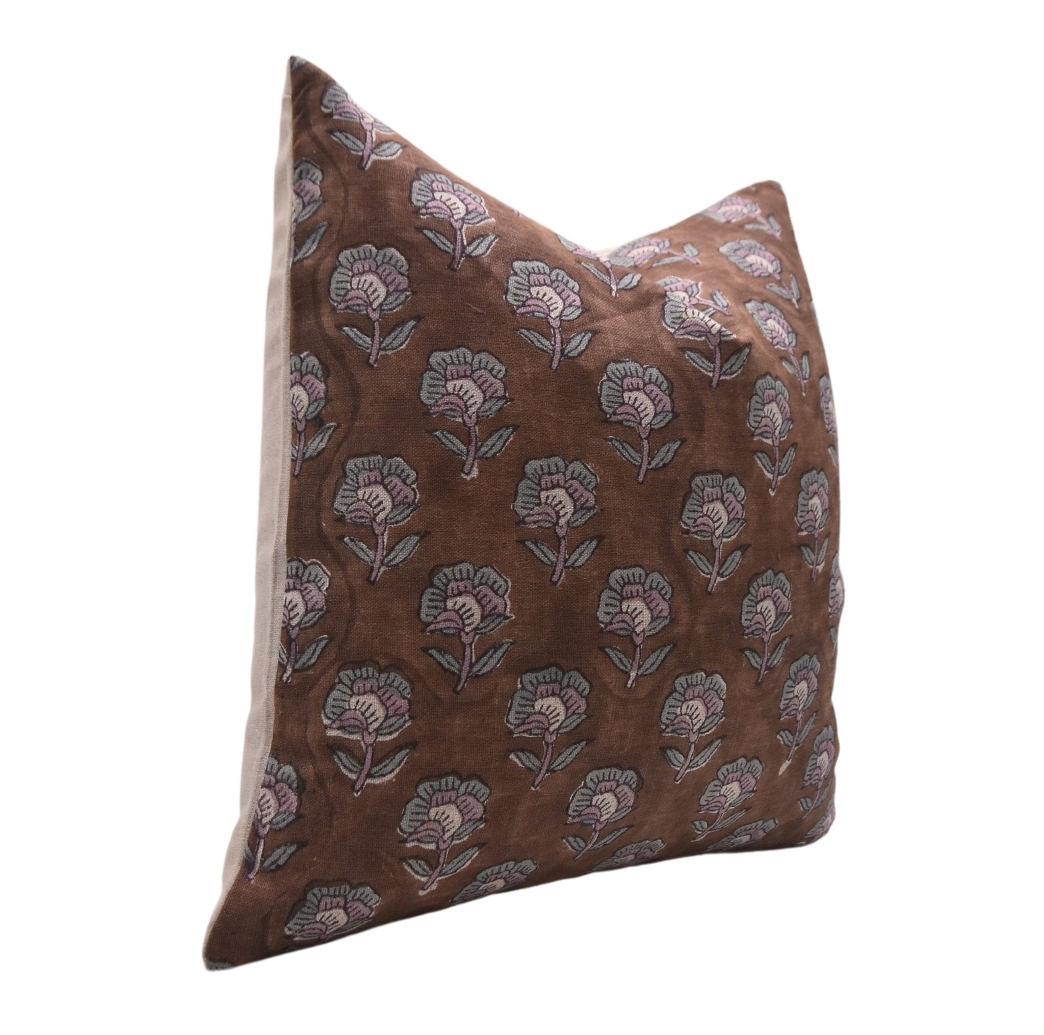 Square/Lumber block print pillow cover- Pure Linen- ROHINI - Fabdivine