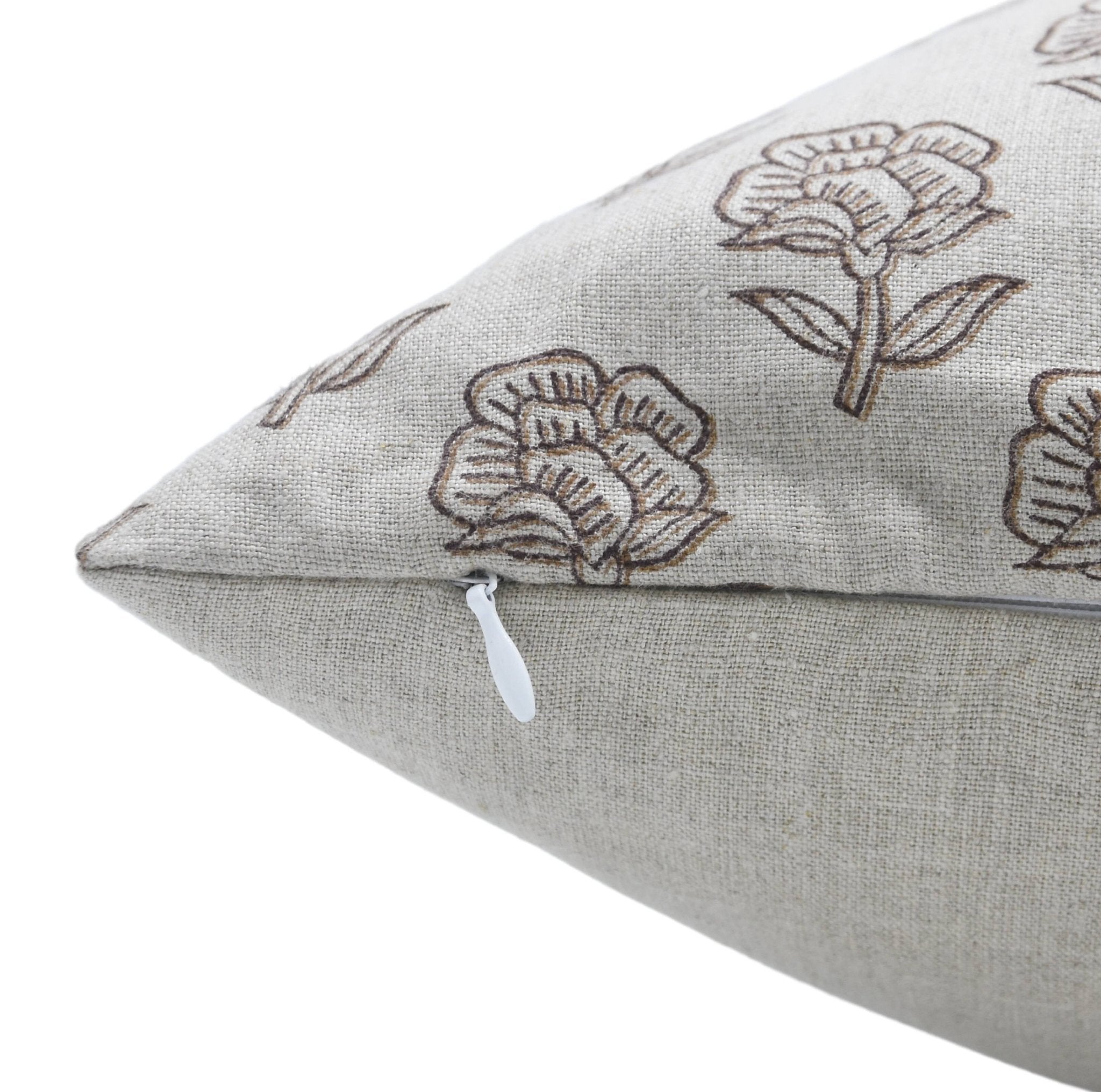 Block Print Pure Linen Pillow Cover - ROHINI - Fabdivine