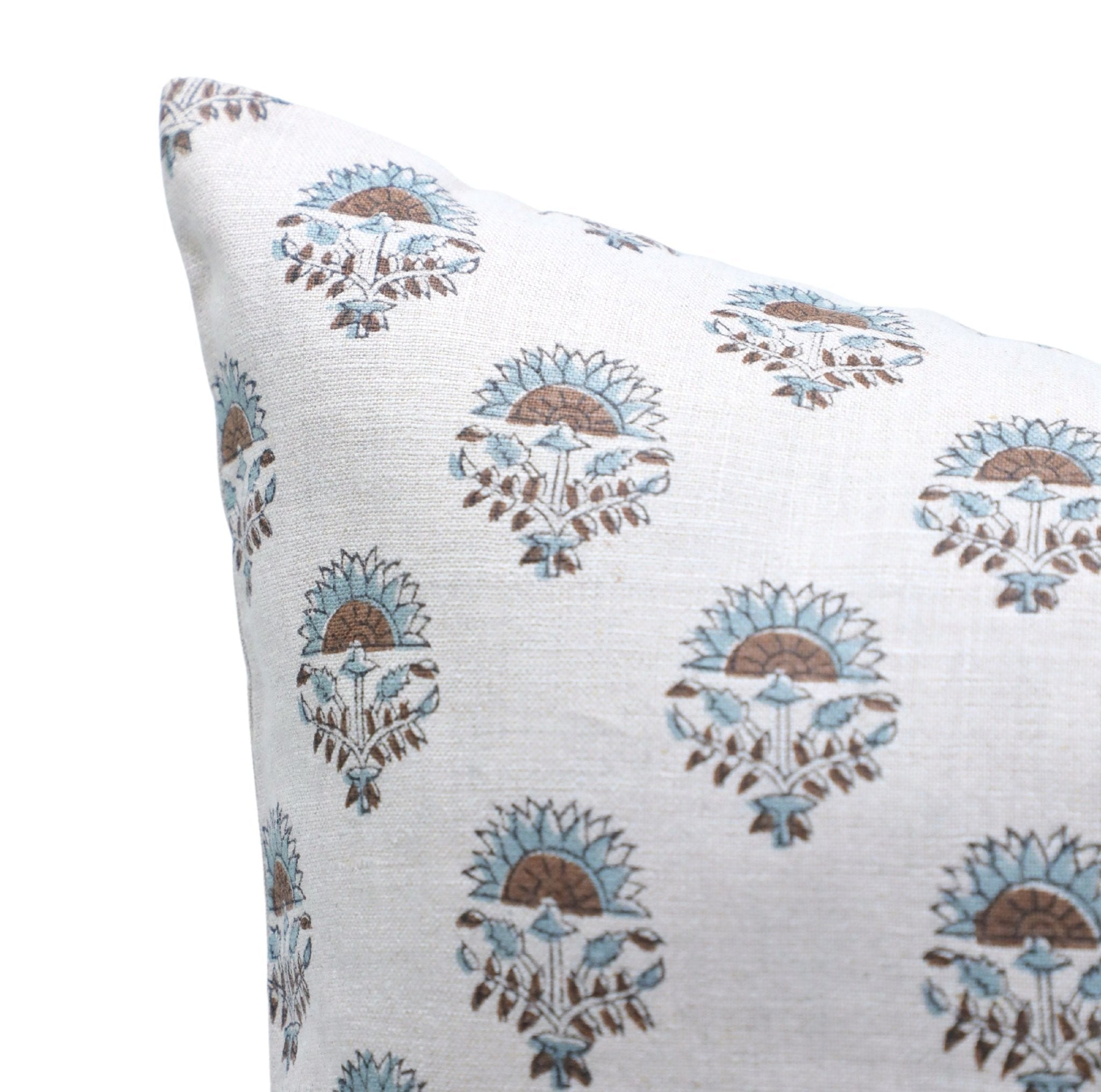 Square/Lumber block print pillow cover- Pure Linen- INDERJEET - Fabdivine