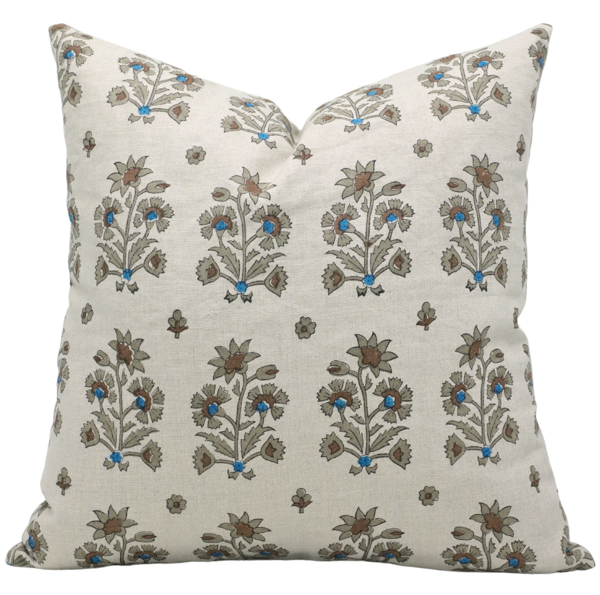 Lumber block print pillow cover- Pure Linen- SADABAHAR - Fabdivine