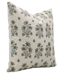 Square/Lumber block print pillow cover- Pure Linen- SADABAHAR - Fabdivine