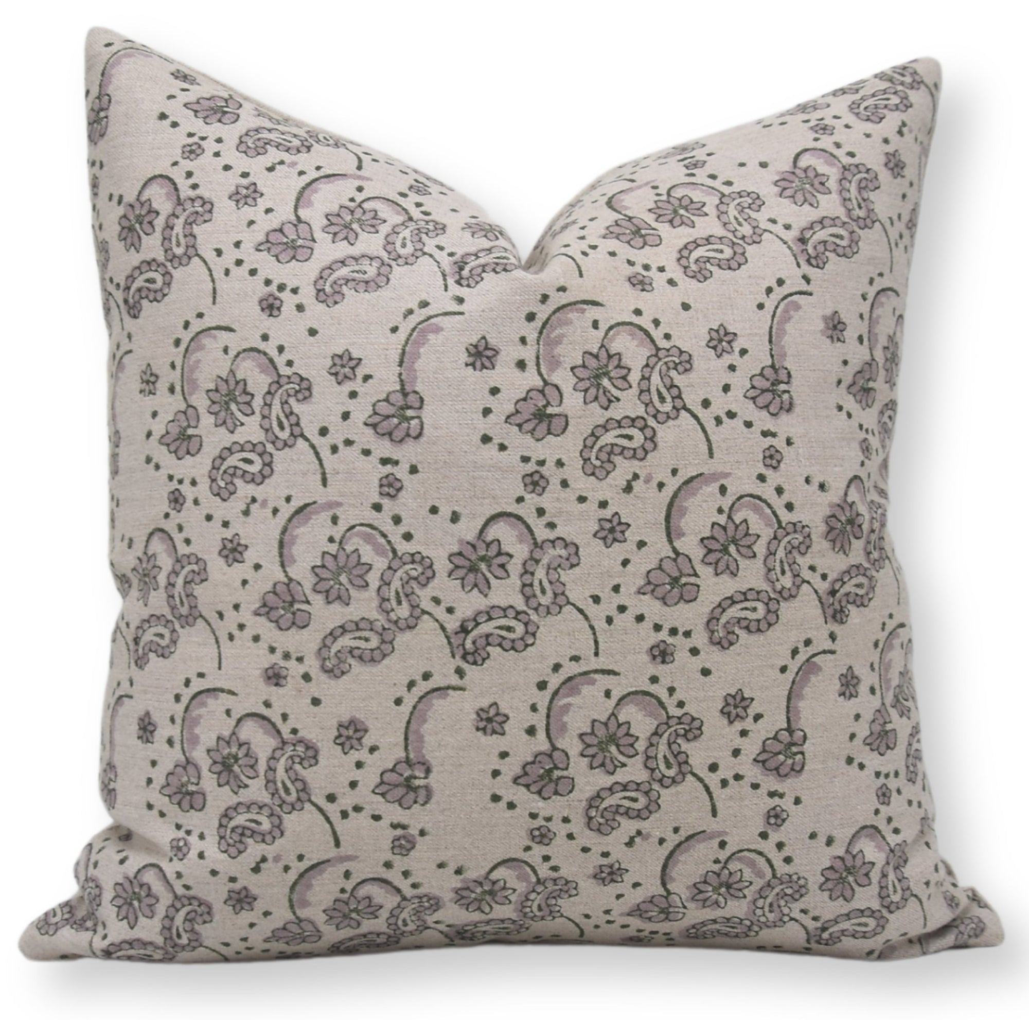 Square linen pillow cover with lumber block print - SAJAWAT - Fabdivine