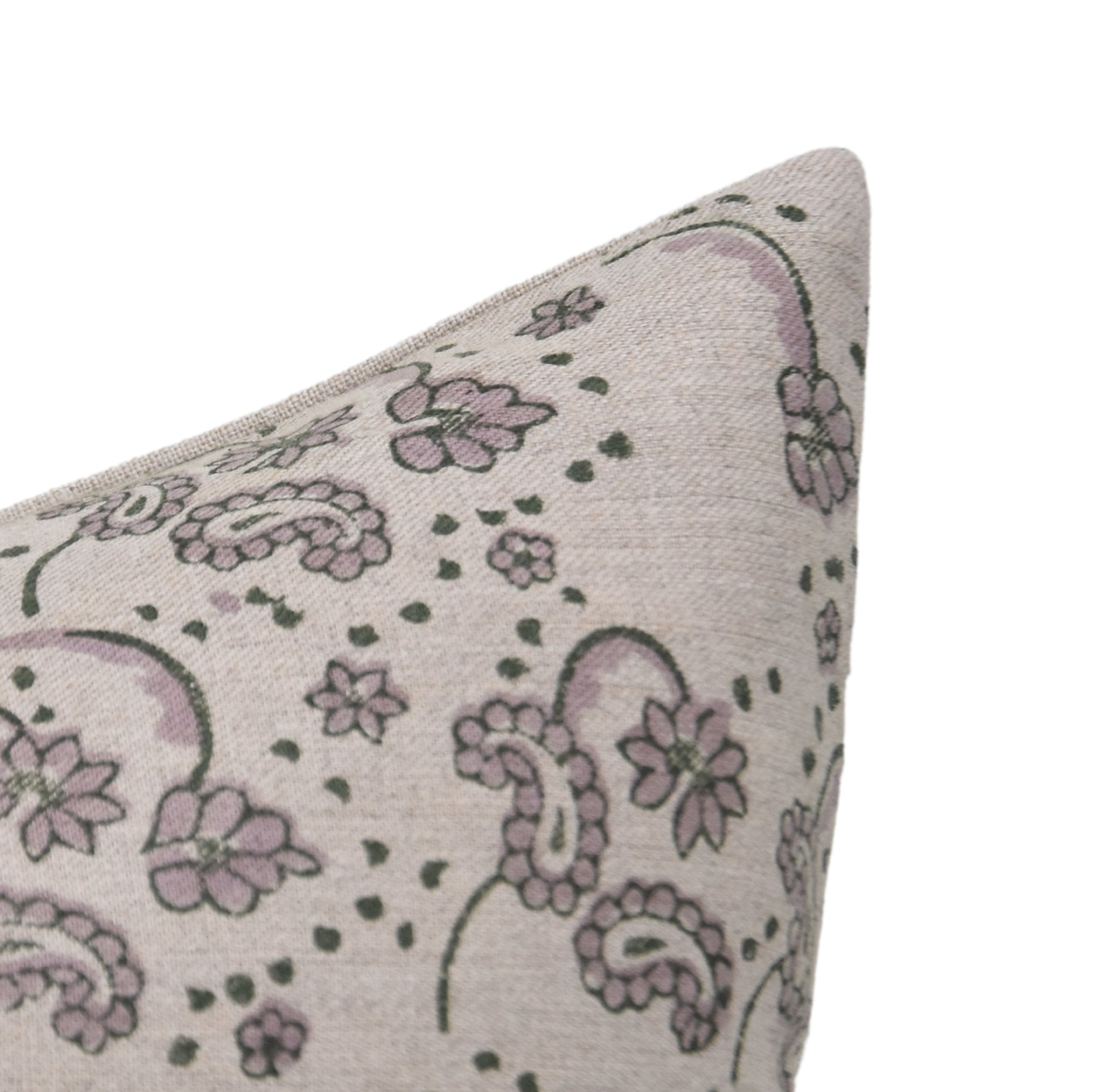 Square linen pillow cover with lumber block print - SAJAWAT - Fabdivine