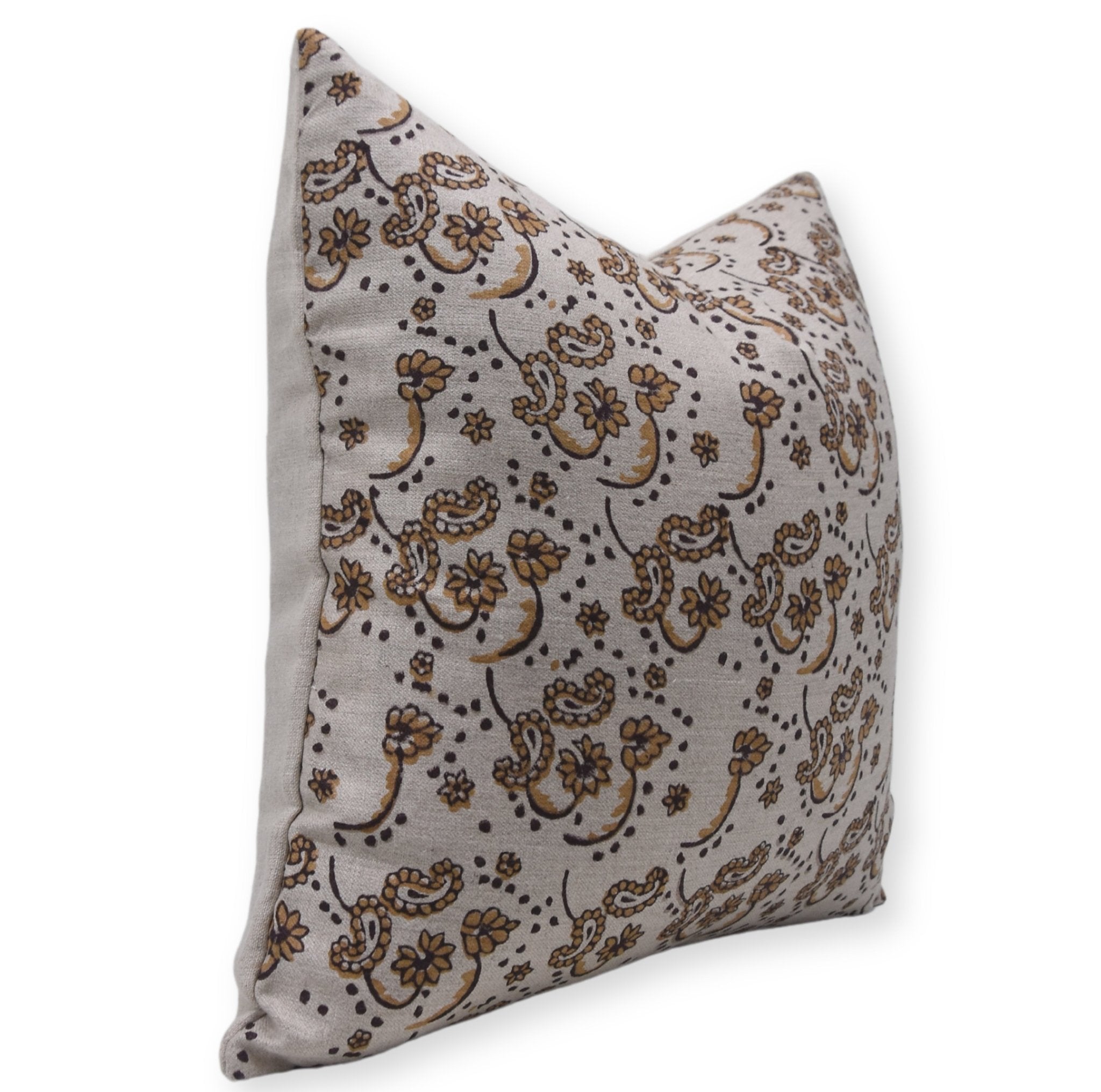 Designer Hand Block Print Pure Linen Throw Pillow Cover - SAJAWAT - Fabdivine