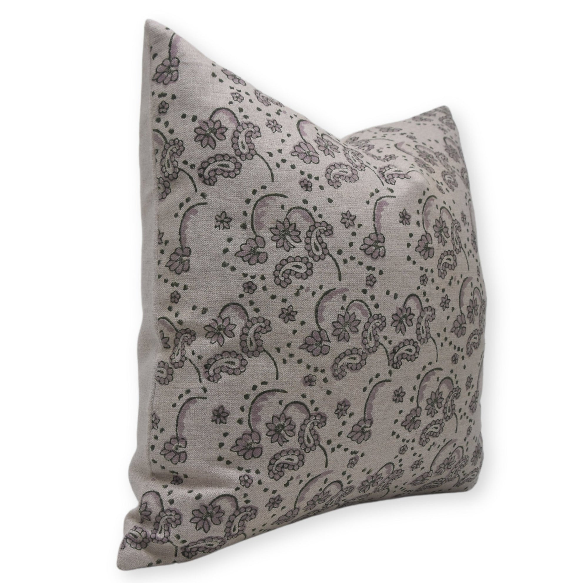 Square linen pillow cover with lumber block print - SAJAWAT - Fabdivine