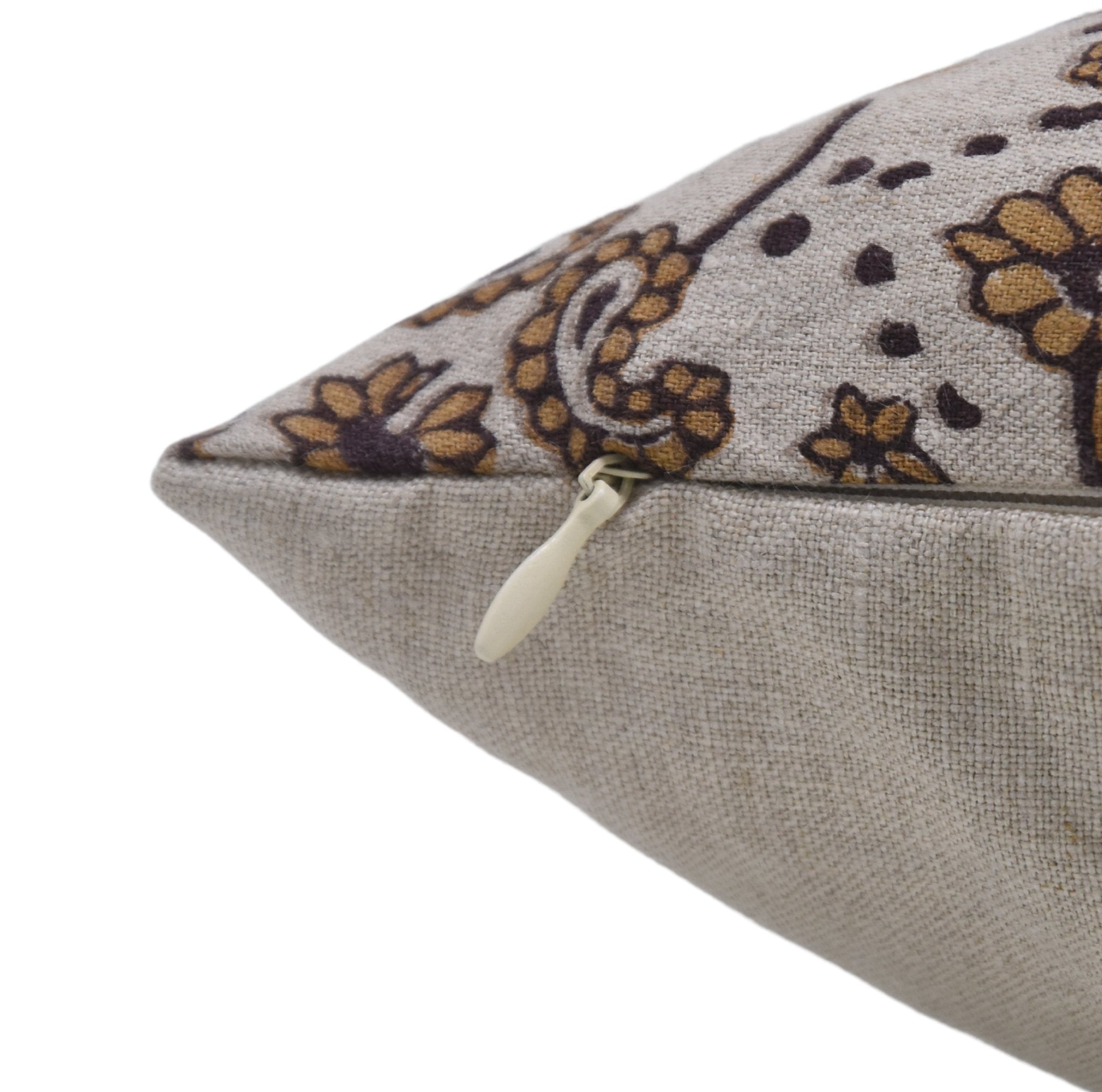 Designer Hand Block Print Pure Linen Throw Pillow Cover - SAJAWAT - Fabdivine