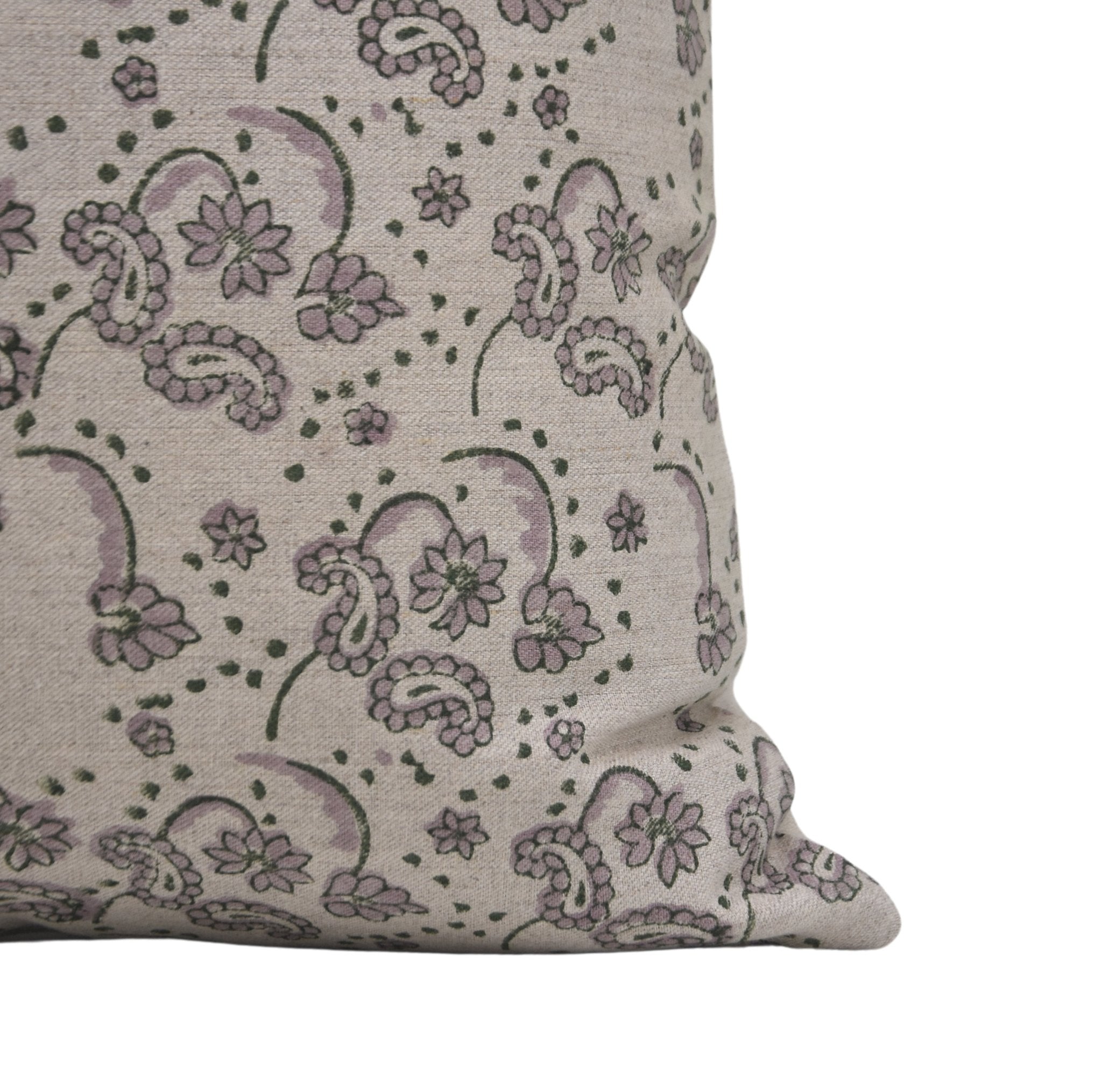 Square linen pillow cover with lumber block print - SAJAWAT - Fabdivine