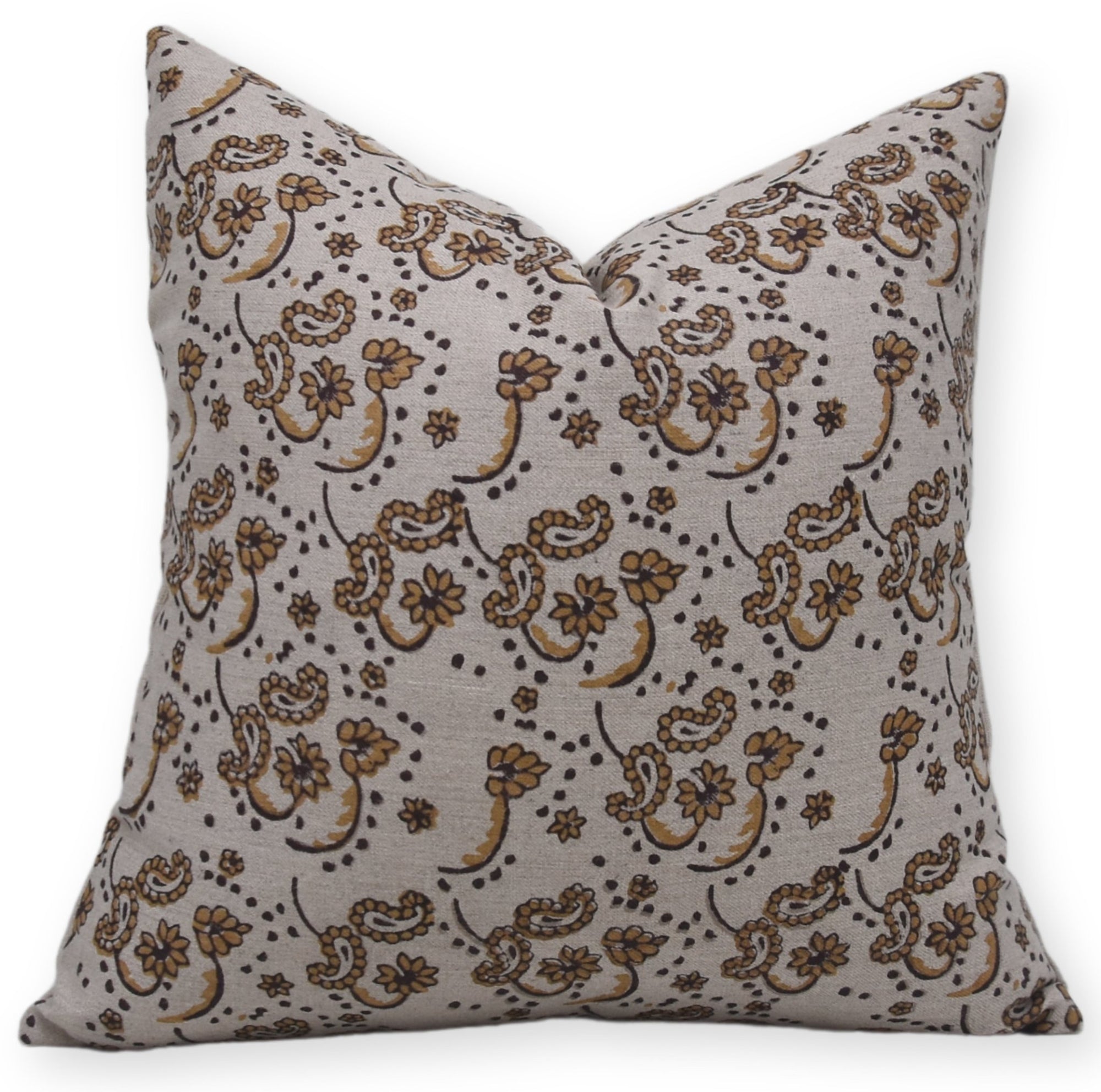 Designer Hand Block Print Pure Linen Throw Pillow Cover - SAJAWAT - Fabdivine