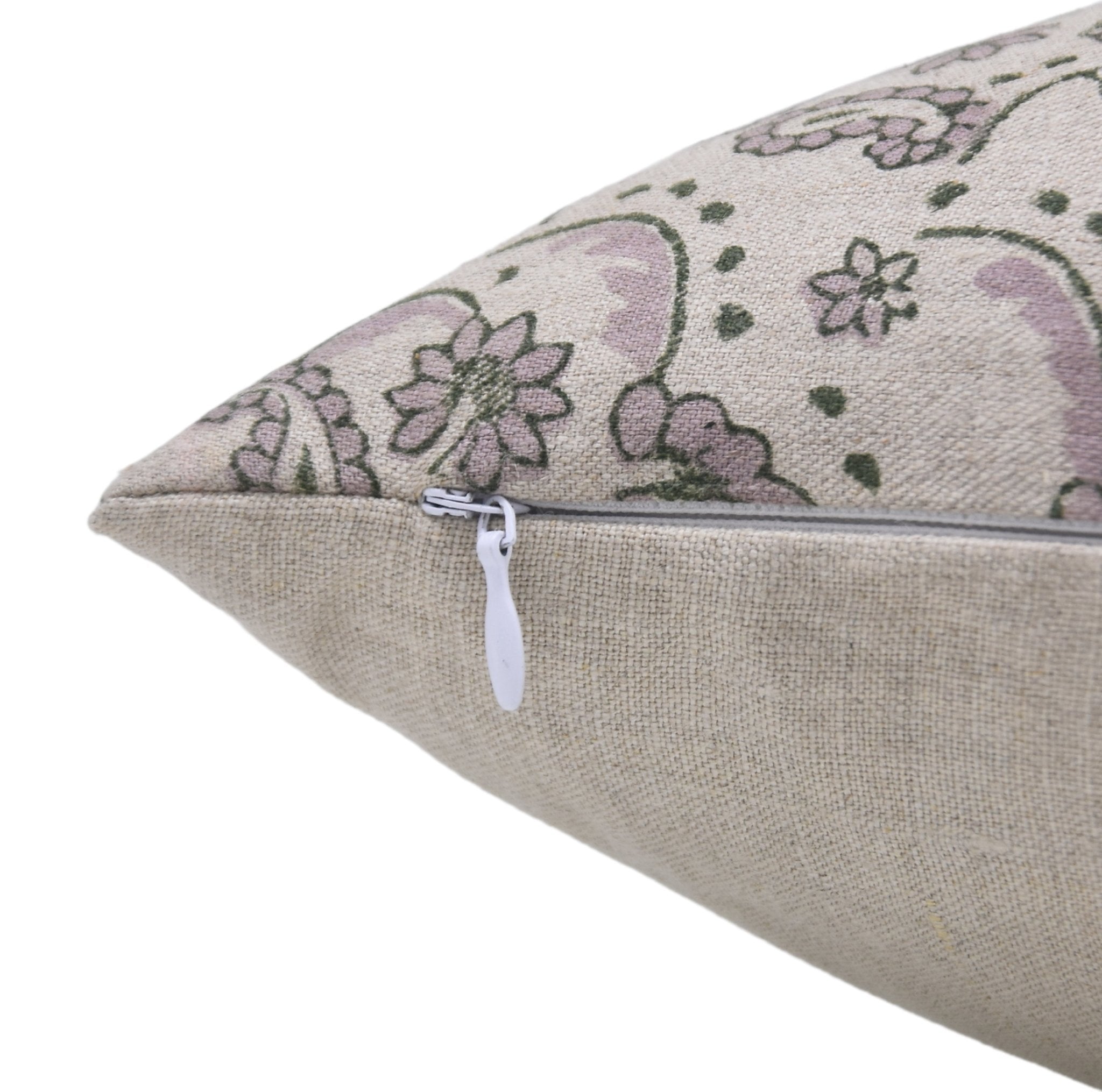 Square linen pillow cover with lumber block print - SAJAWAT - Fabdivine