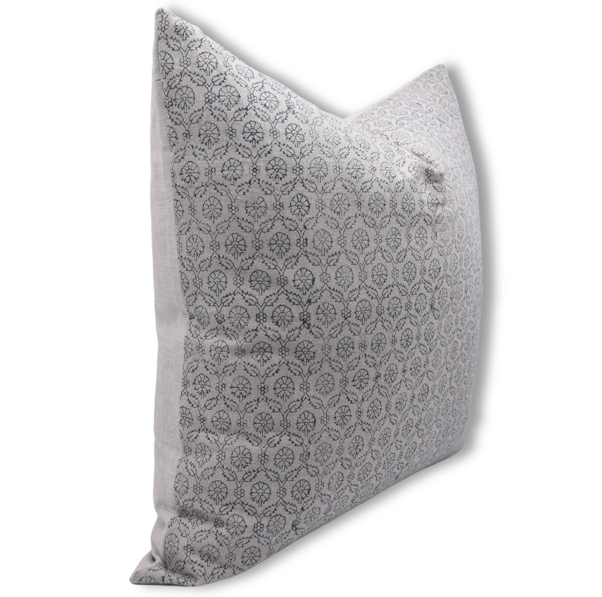 Block Print Pure Linen Pillow Cover - SHEHNAAZ - Fabdivine