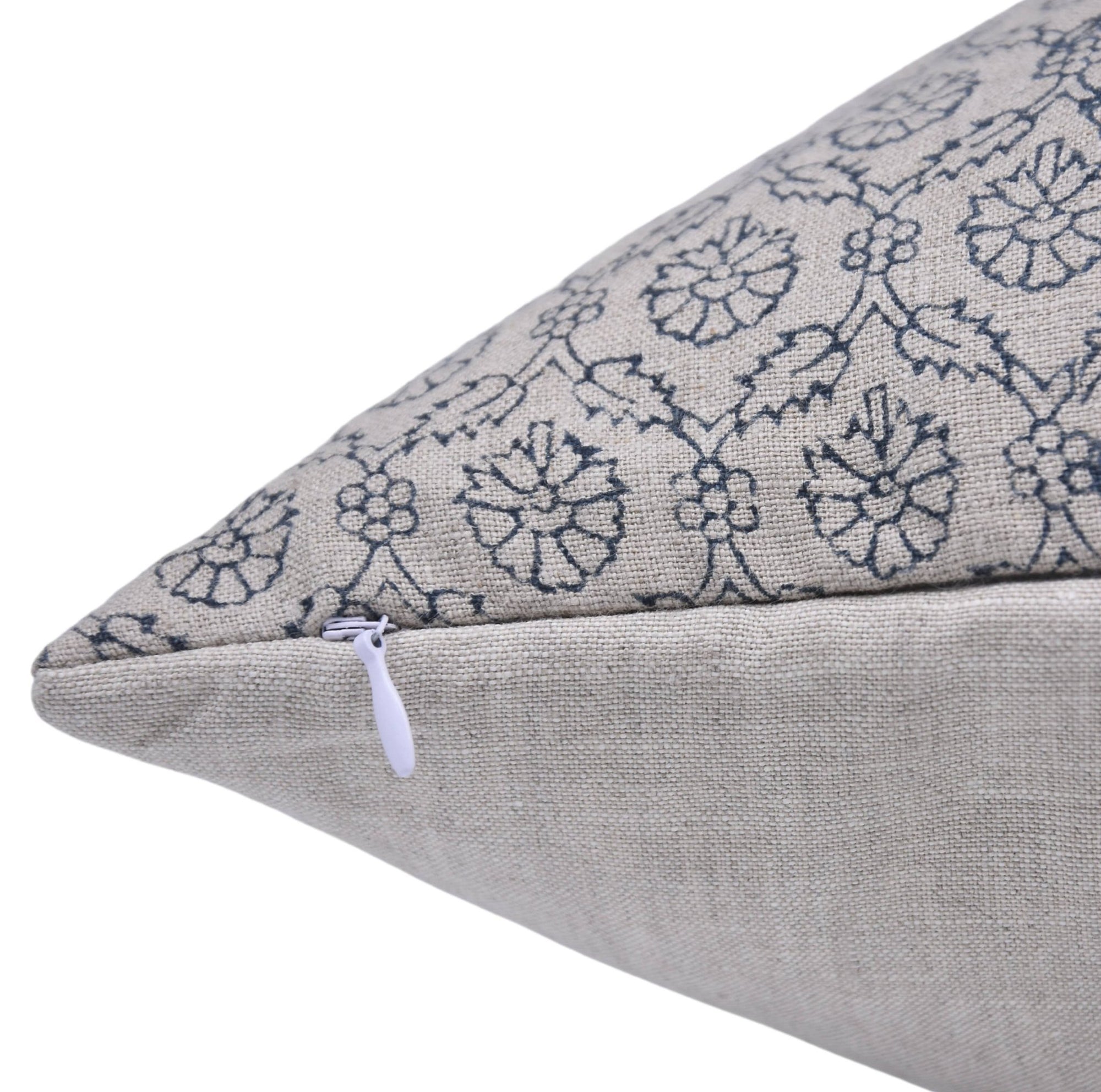 Block Print Pure Linen Pillow Cover - SHEHNAAZ - Fabdivine