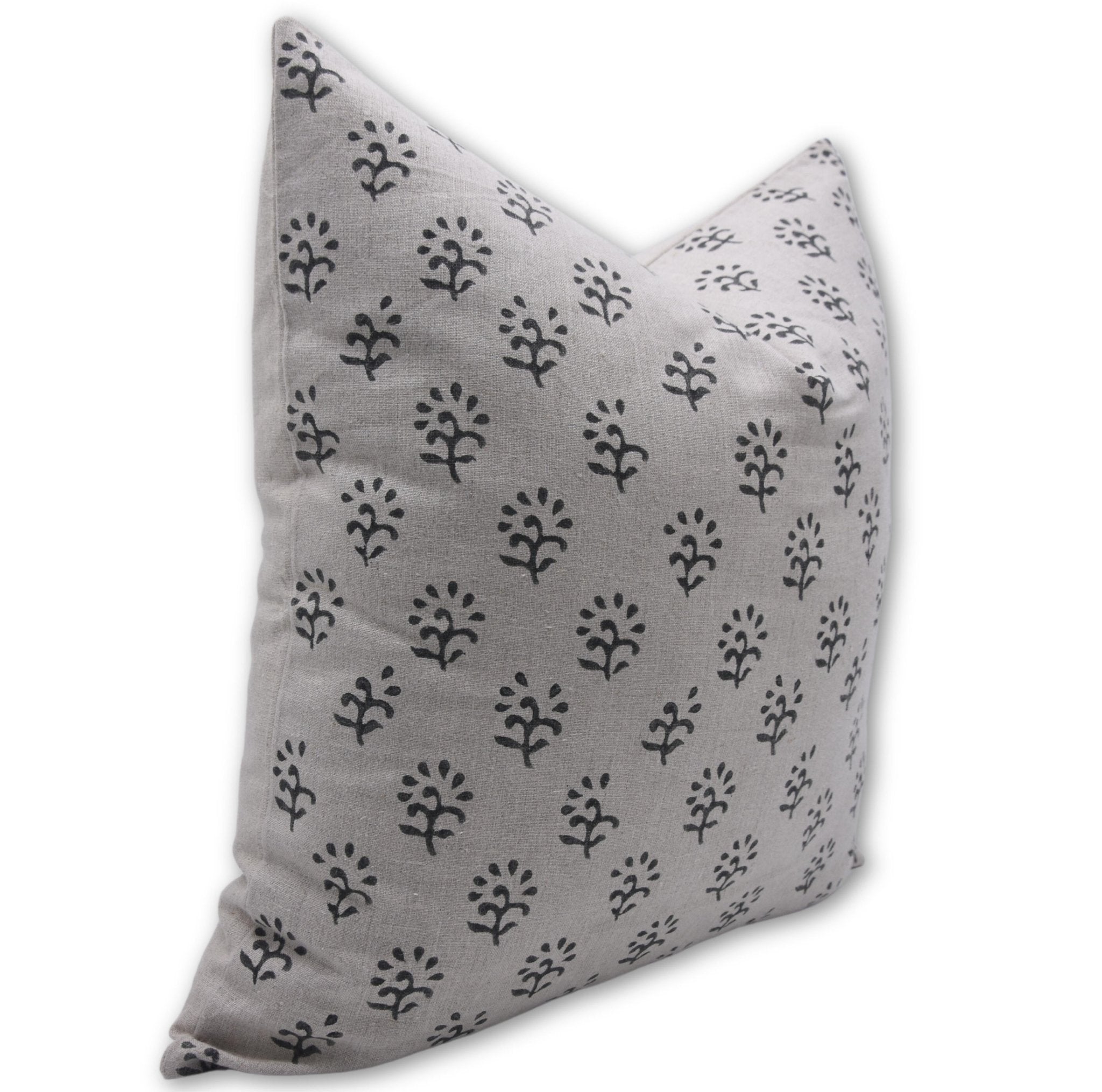 Block print Pillow cover for sofa, couch or bed- pure linen- SHIVRI - Fabdivine