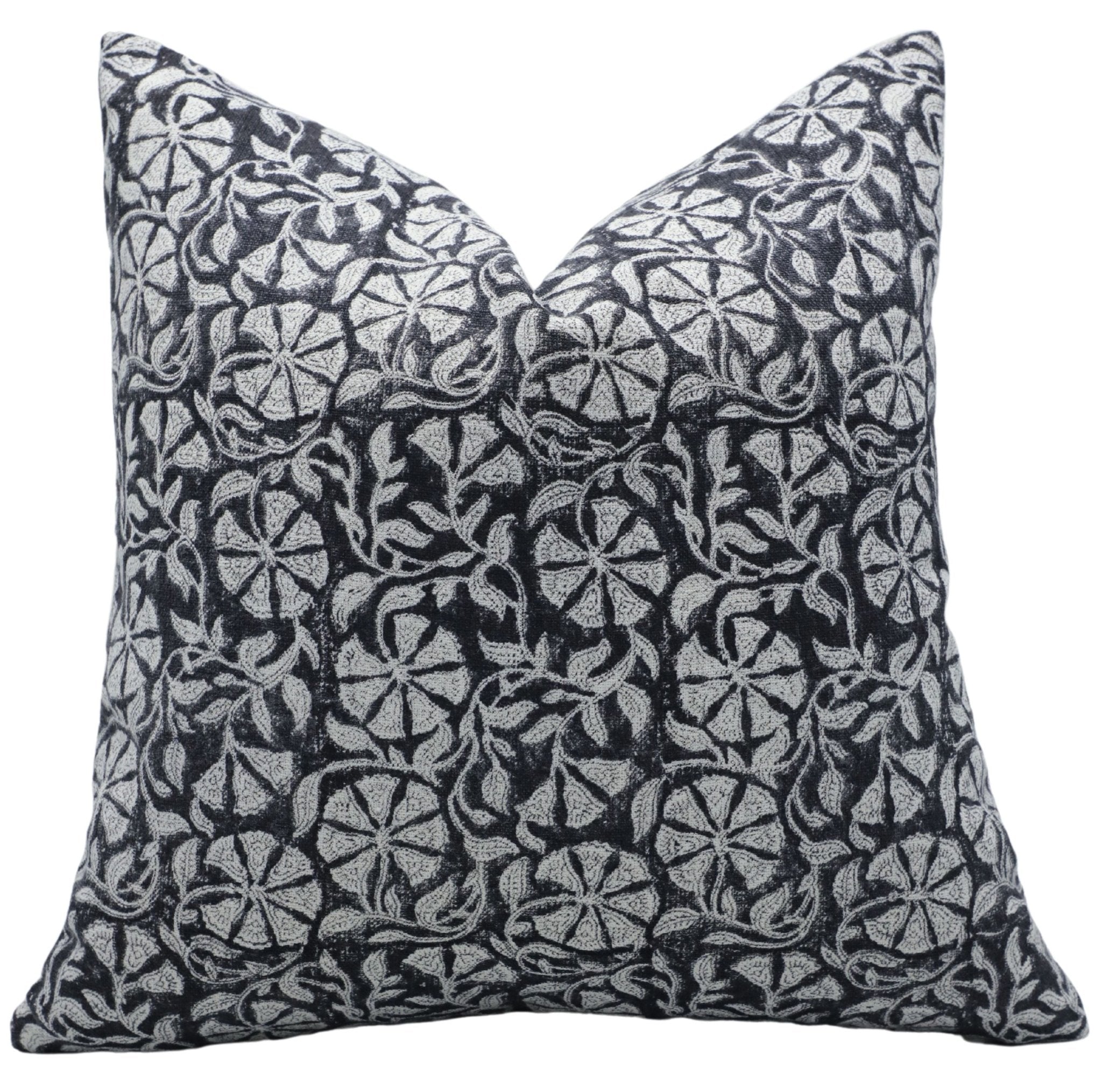 Block print Pure Linen throw pillow cover- SUDARSHAN JAAL - Fabdivine