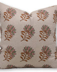 Block Print Pure Linen Pillow Cover - SUMMER FLOWER - Fabdivine