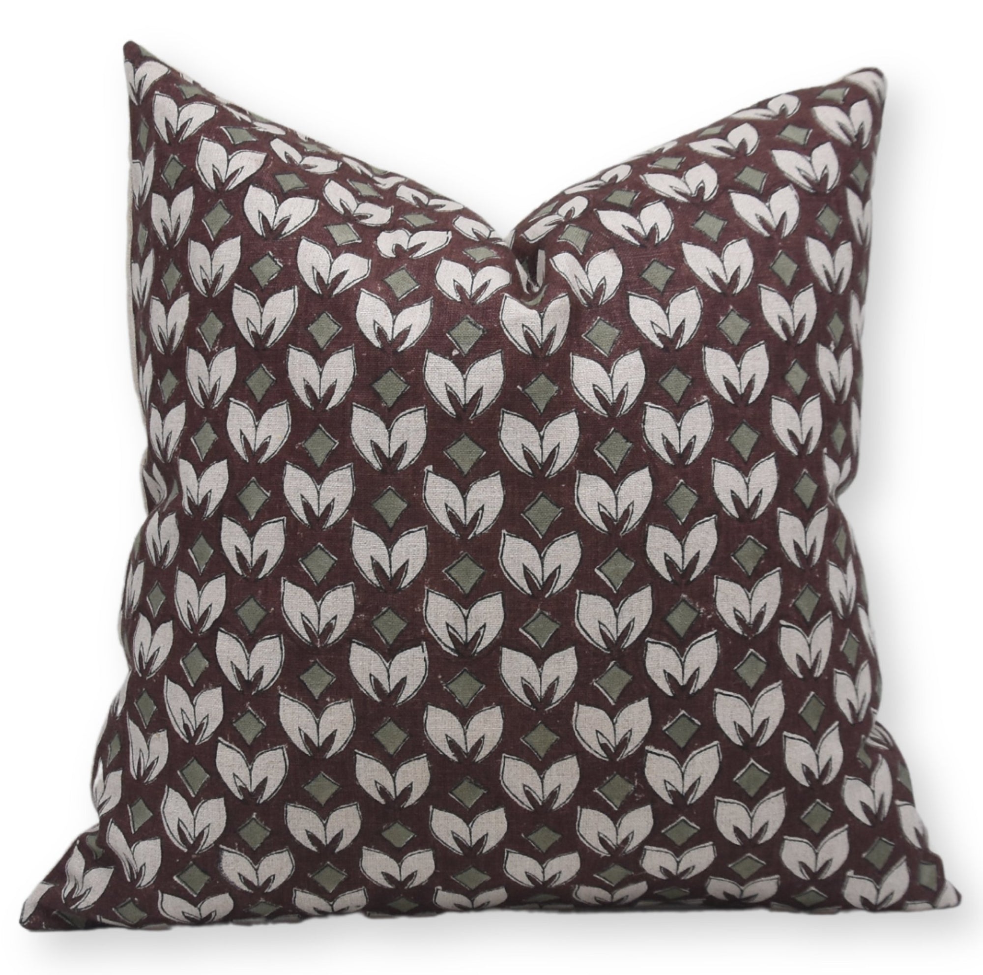 Block Print Pure Linen Pillow Cover - TITLEE - Fabdivine