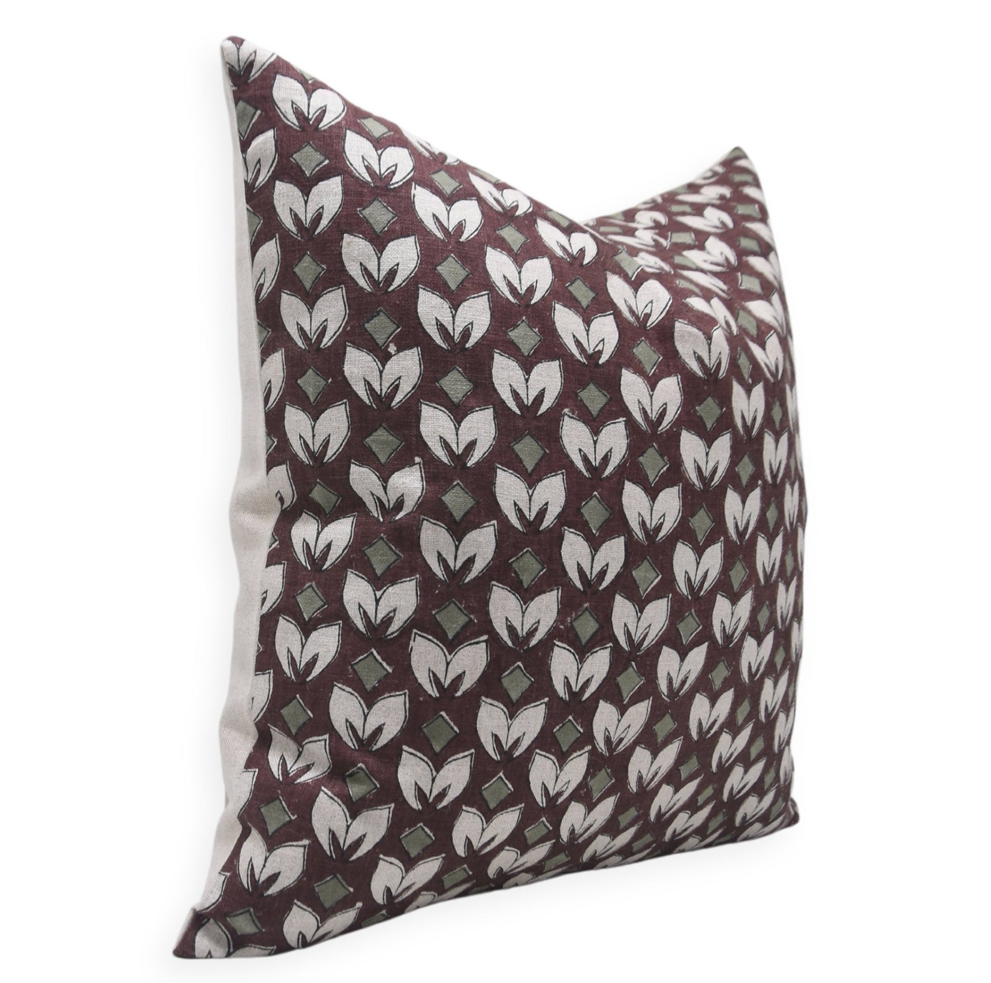 Block Print Pure Linen Pillow Cover - TITLEE - Fabdivine