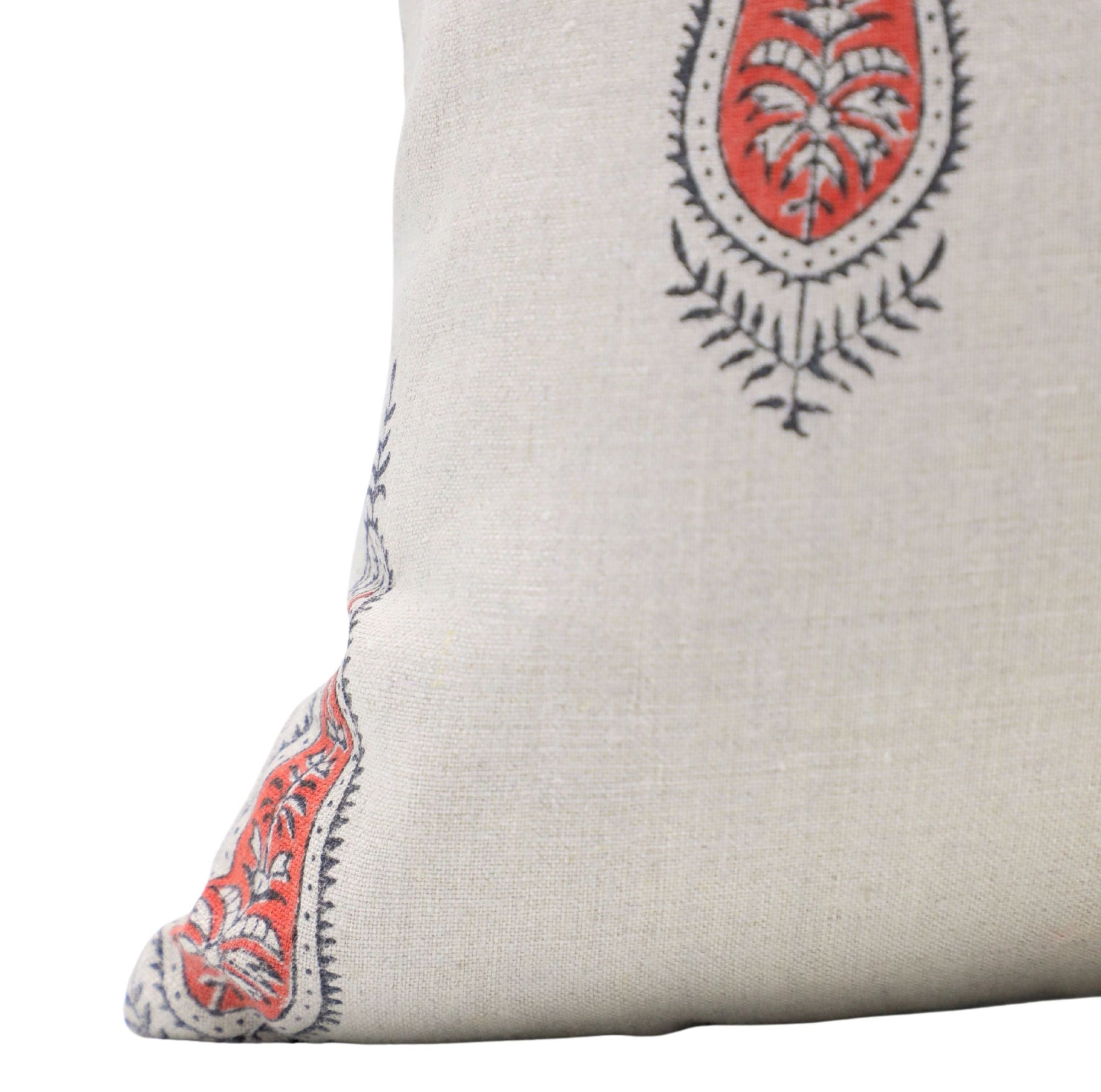 Block print Pure Linen throw pillow cover- TRACI - Fabdivine