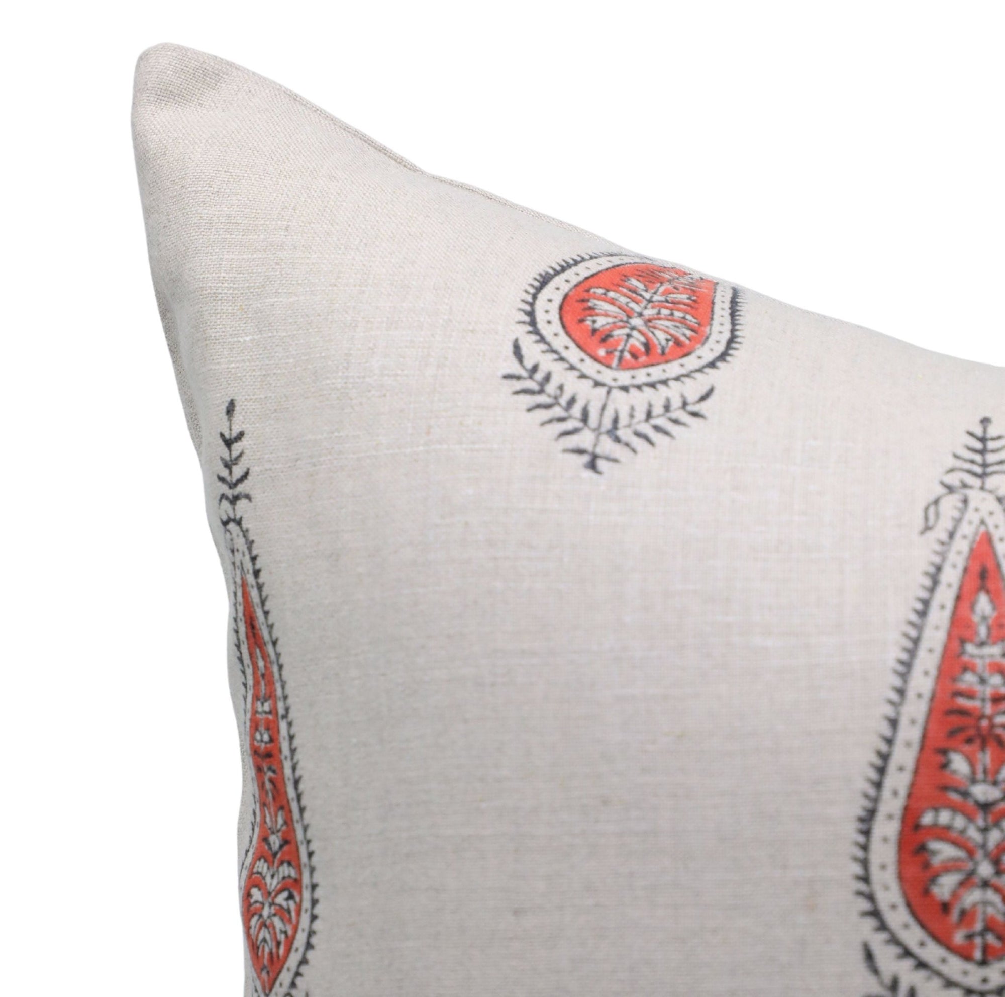 Block print Pure Linen throw pillow cover- TRACI - Fabdivine