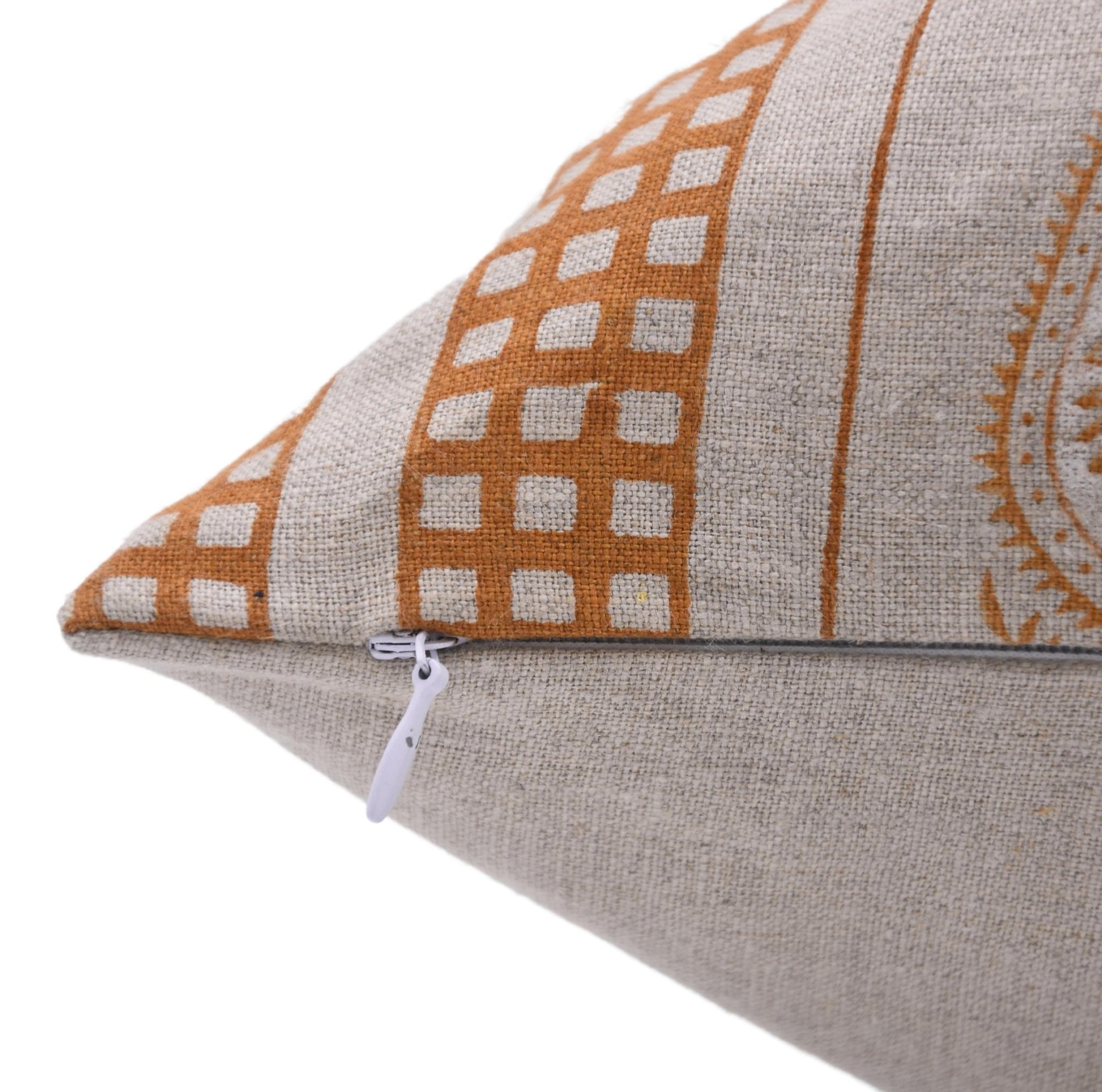 Throw Pillow Cover –Designer Collection of Hand Block Print Pure Linen- URBAN FLAG - Fabdivine