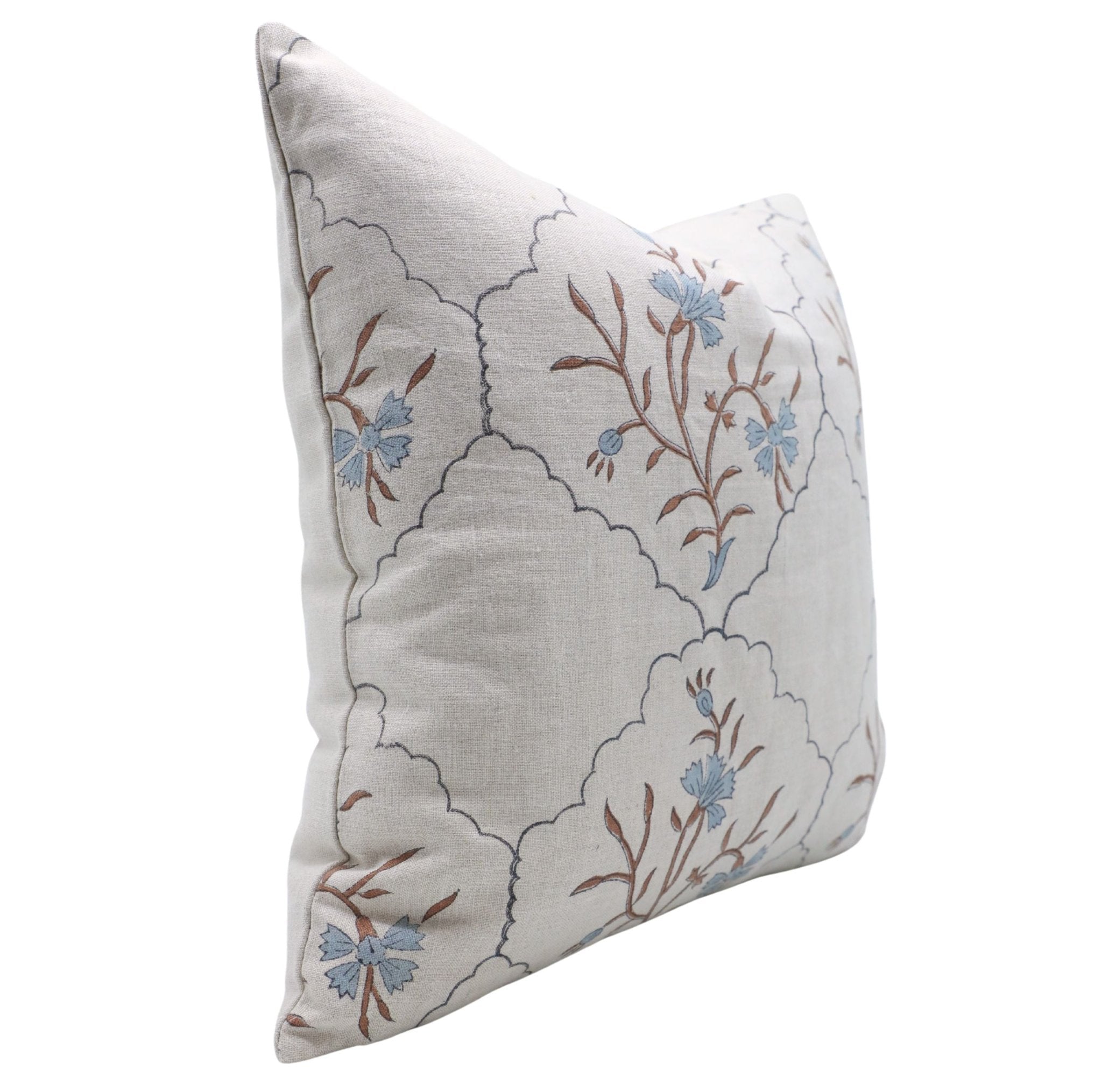 Throw Pillow Cover –Designer Collection of Hand Block Print Pure Linen- VIDHYA - Fabdivine