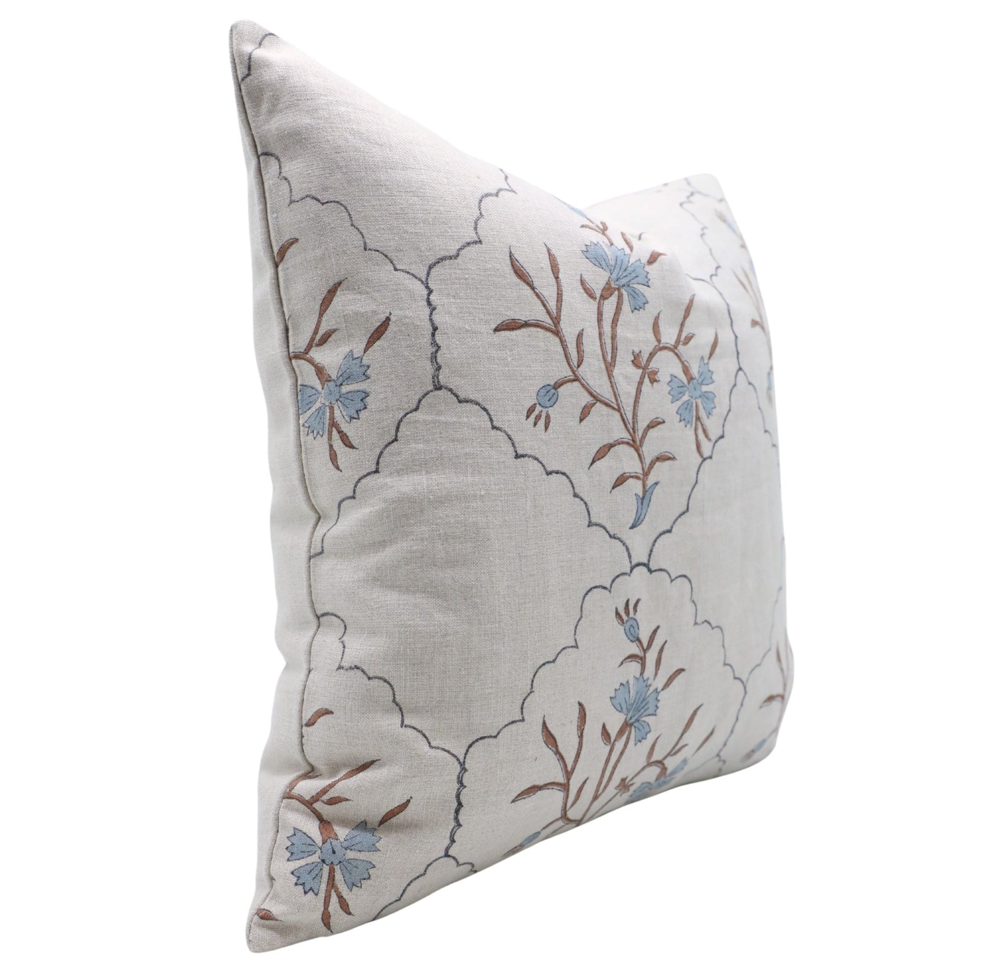 Throw Pillow Cover –Designer Collection of Hand Block Print Pure Linen- VIDHYA - Fabdivine