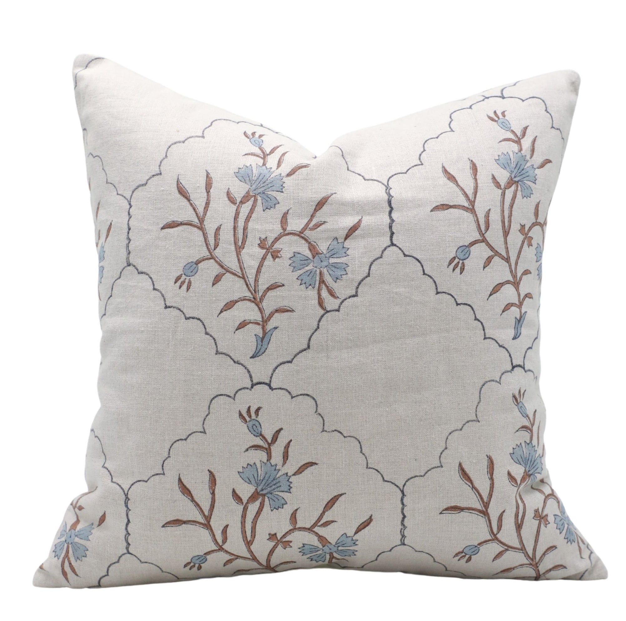 Throw Pillow Cover –Designer Collection of Hand Block Print Pure Linen- VIDHYA - Fabdivine