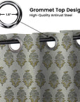 Room Darkening Floral Grommet Curtains - Blackout Linen Window Treatment - Mormukut