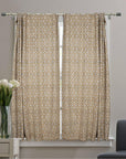 BLOCK PRINTED WINDOW RING DRAPERY BOHO VISCOSE COLORED LINEN CURTAIN - SHATKON