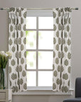 BLOCK PRINTED RING CURTAINS ELEGANT VISCOSE LINEN FOR A TIMELESS LOOK - GUDHAL