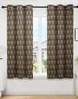 Block Print Linen Blackout Grommet Curtain Panel Custom Designer Window Treatment - Mormukut