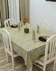 HAND BLOCK PRINTED COTTON FLORAL DECORATIVE BOHO TABLE COVER WITH NAPKINS - TITLI