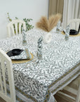 FLORAL HAND BLOCK PRINTED 100% COTTON KITCHEN TABLE COVER AND NAPKINS SET - SEHJAN