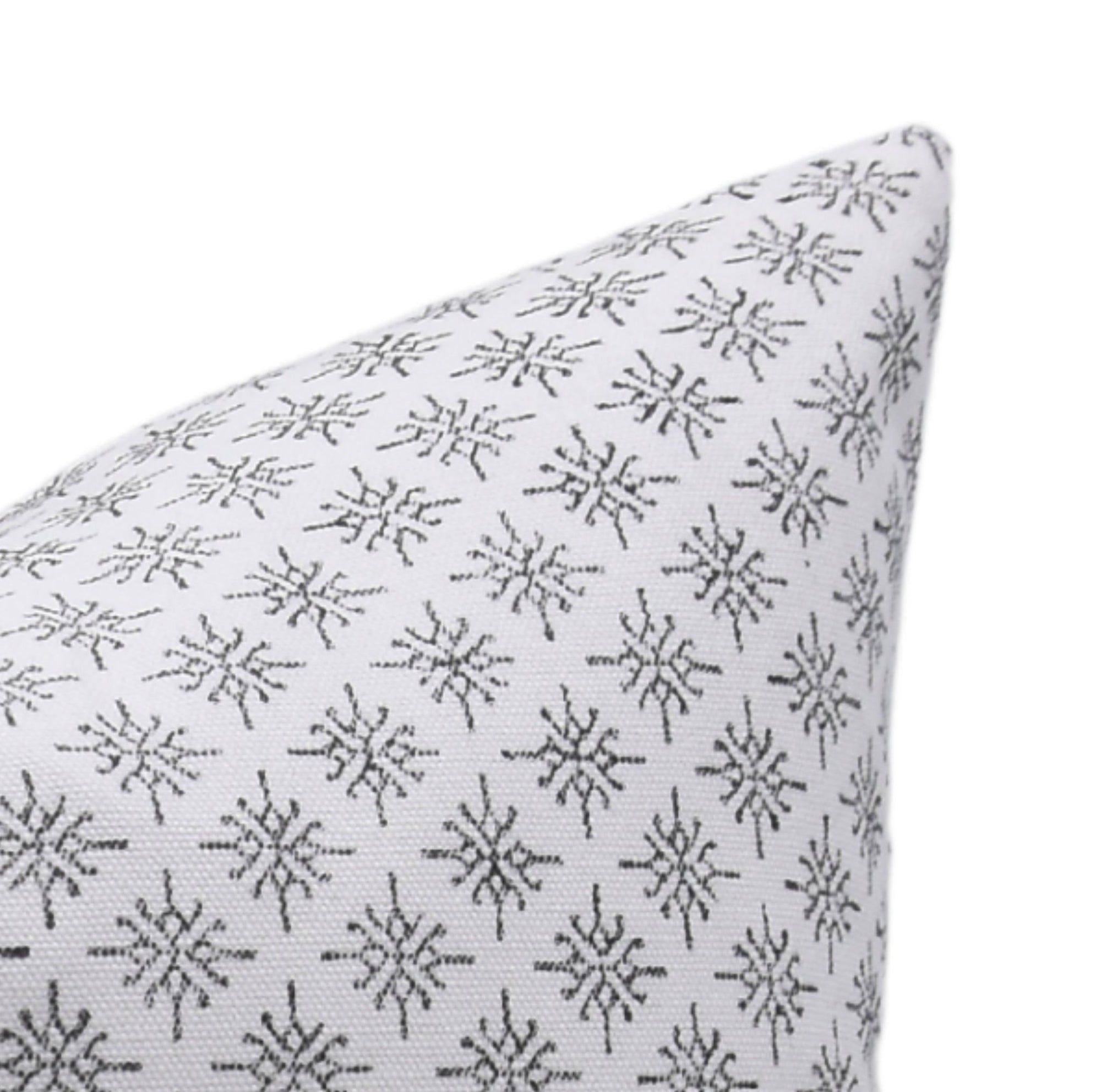 CHINGARI Thick Cotton White Block Print Boho Pillow/Cushion Cover - Fabdivine