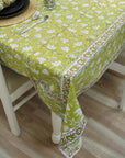 FLORAL BLOCK PRINT HANDMADE DECORATIVE INDIAN TABLE COVERING IN COTTON FABRIC - NAYAB