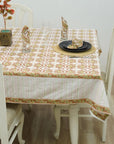 BLOCK PRINTED HANDMADE FLORAL COTTON TABLECLOTH/COVERING - HRIDYAVAN