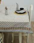 COTTON HAND BLOCK FLORAL PRINTED RECTANGLE DECORATIVE BOHO TABLE COVER - ALIA