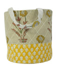 BOHEMIAN LINEN BLOCK PRINTED STORAGE BIN/BASKET FOLDABLE FABRIC HANDMADE ORGANIZER - AMITABH